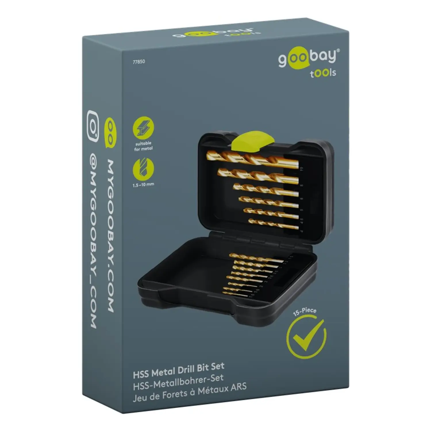immagine Set 15 Punte Metallo HSS Titanio 1.5-10mm con Punta Centratrice