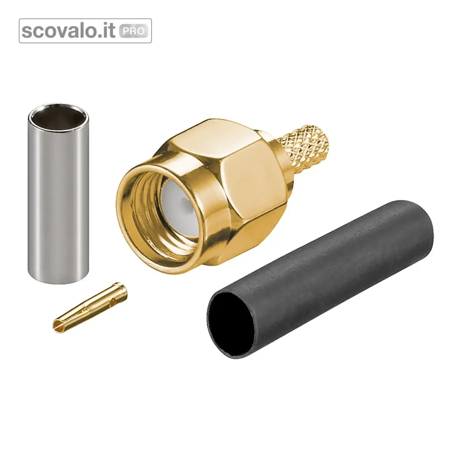 immagine del prodotto Connettore RP-SMA Placcato Oro per Cavo RG174 RG316 50 Ohm Spina