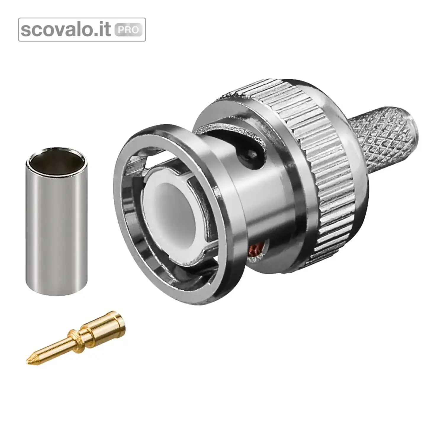 immagine del prodotto Connettore BNC Maschio per Cavo RG58 a Crimpare con Perno Dorato 50 Ohm