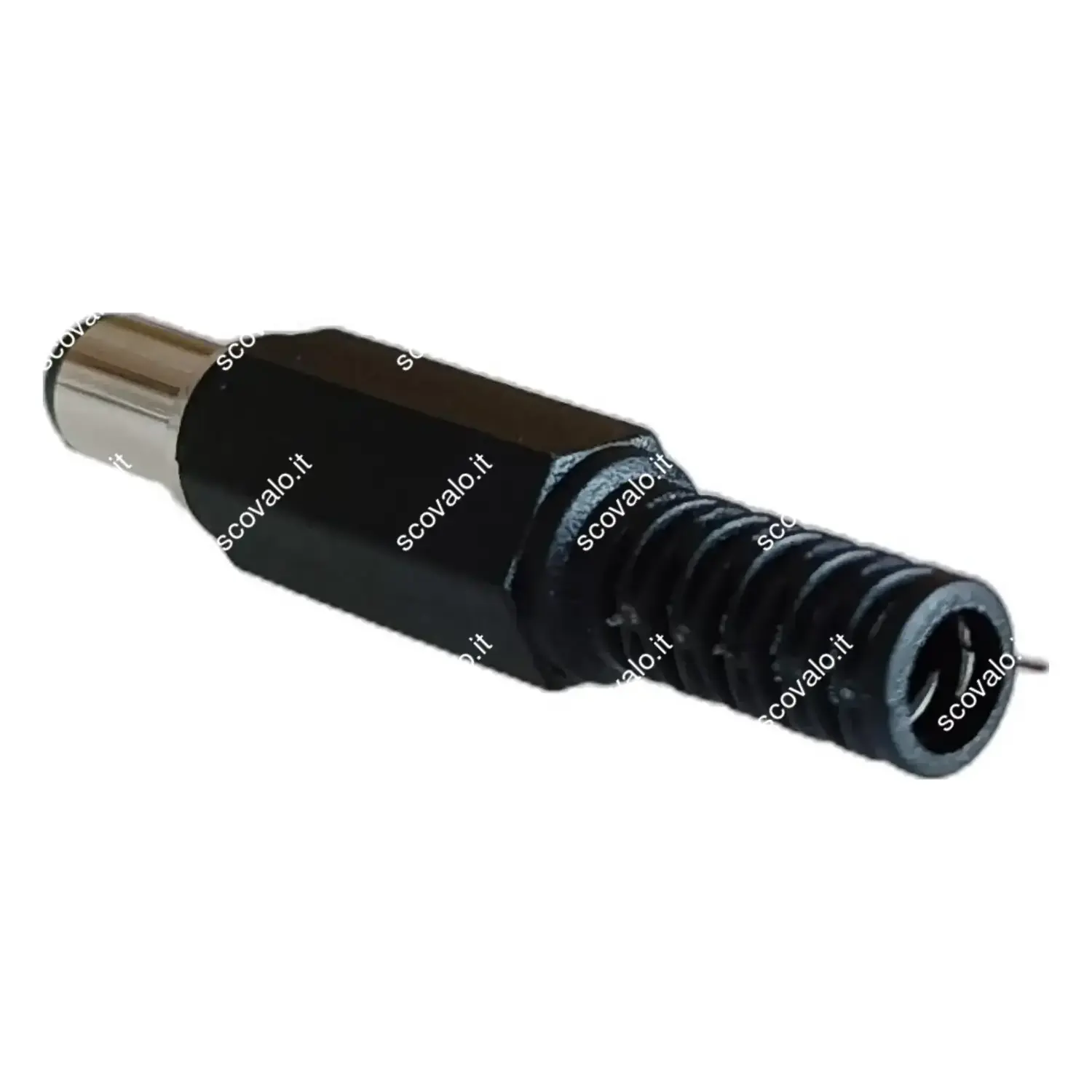 immagine spina dc 2,1 x 5,5 mm perno 9 mm guidacavo antipiega alimentazione