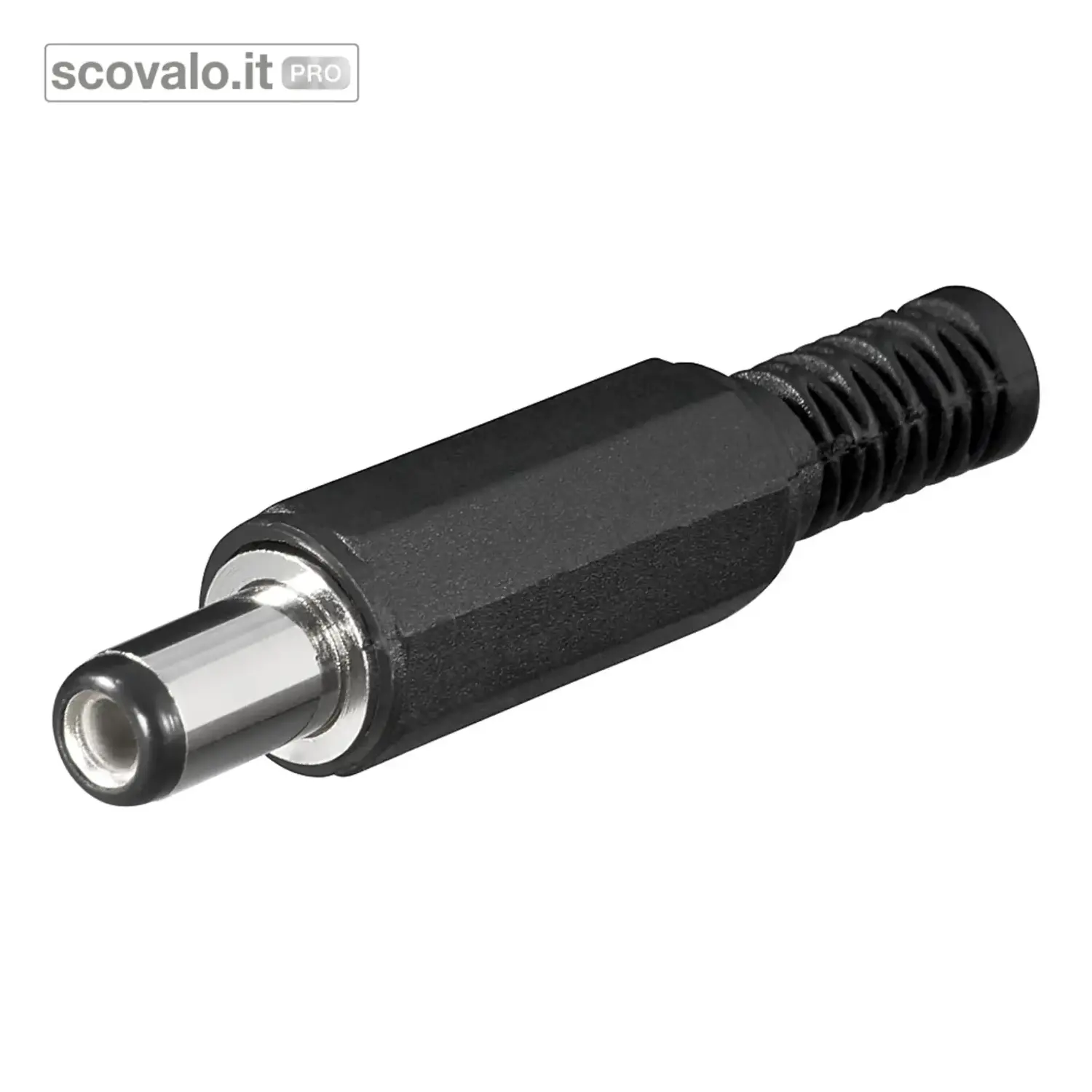 immagine del prodotto Spina DC 2.1x5.5mm con Perno 9mm e Guida Cavo Antipiega Alimentazione