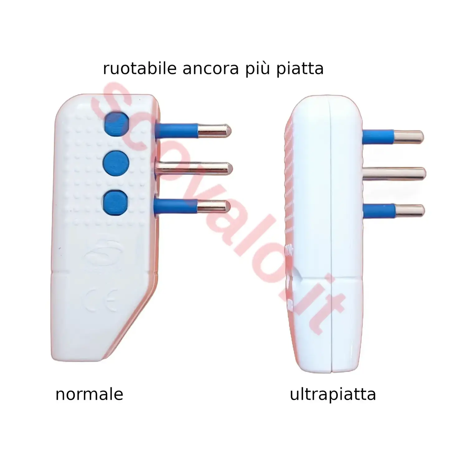 immagine spina elettrica prolunga cavo elettrico 2p+t salvaspazio piatto a pipa 10a bianco maschio