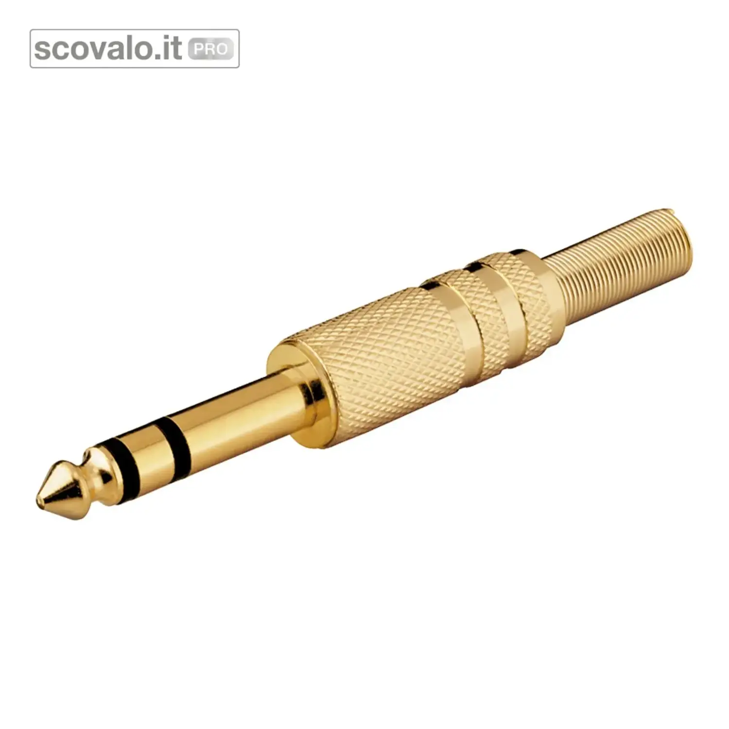 immagine del prodotto Spina Jack 6.35mm Stereo Dorata con Guida Cavo in Metallo 3 Poli