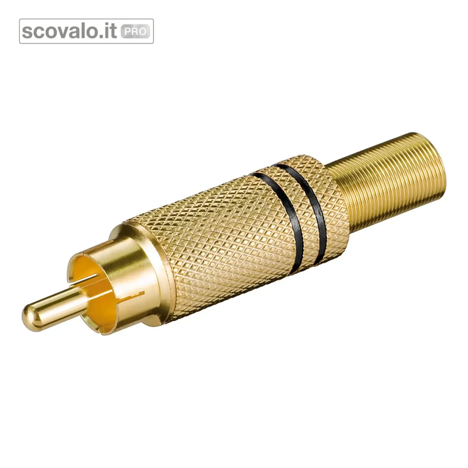 immagine del prodotto Spina RCA Placcata Oro 5.4mm Metallo Professionale con Protezione Cavo Nero