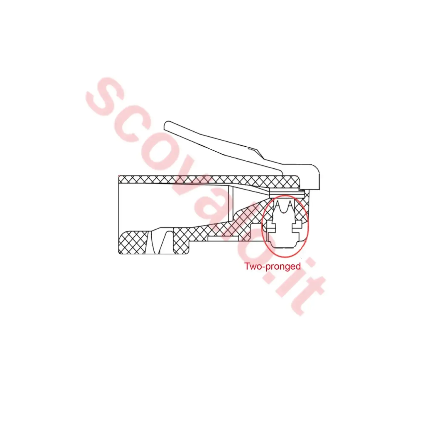 immagine spina rj45 cat 5e plug di rete schermato per cavo tondo con guaina rosso