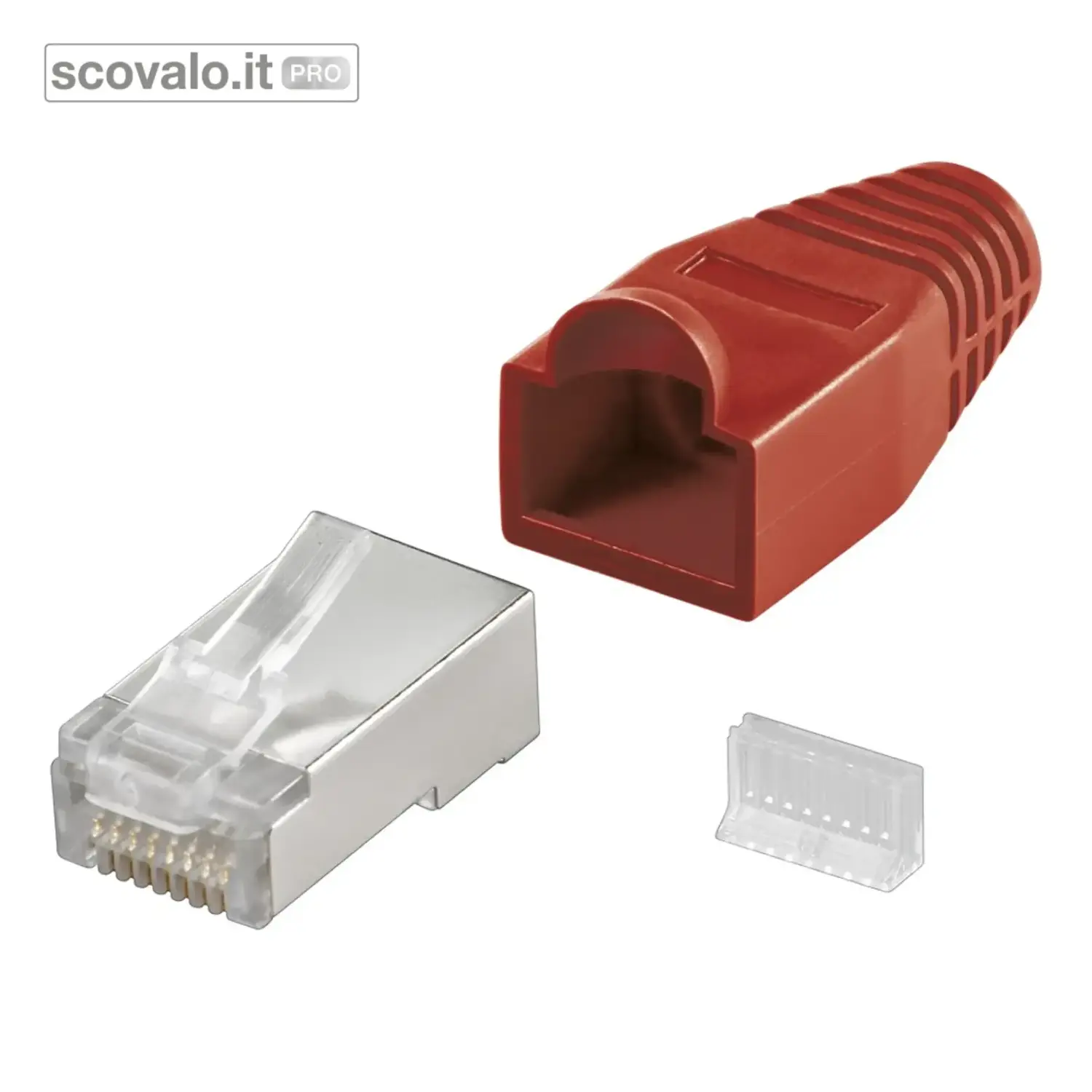 immagine del prodotto Connettore RJ45 CAT 5e STP Schermato per Cavo Tondo 6.4mm Rosso