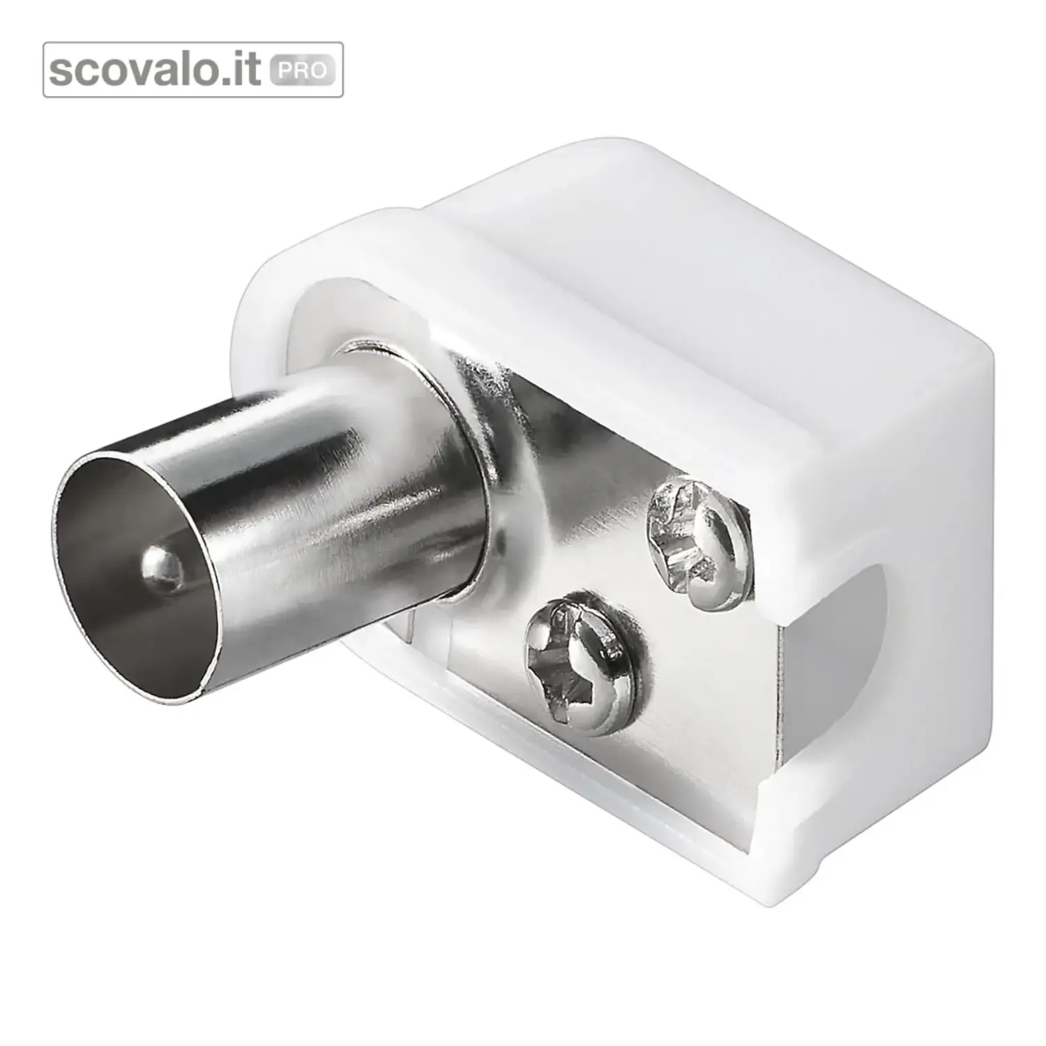 immagine del prodotto Spinotto TV Coassiale 9,5mm Maschio Angolato Piatto a Pipa Bianco IEC 90°
