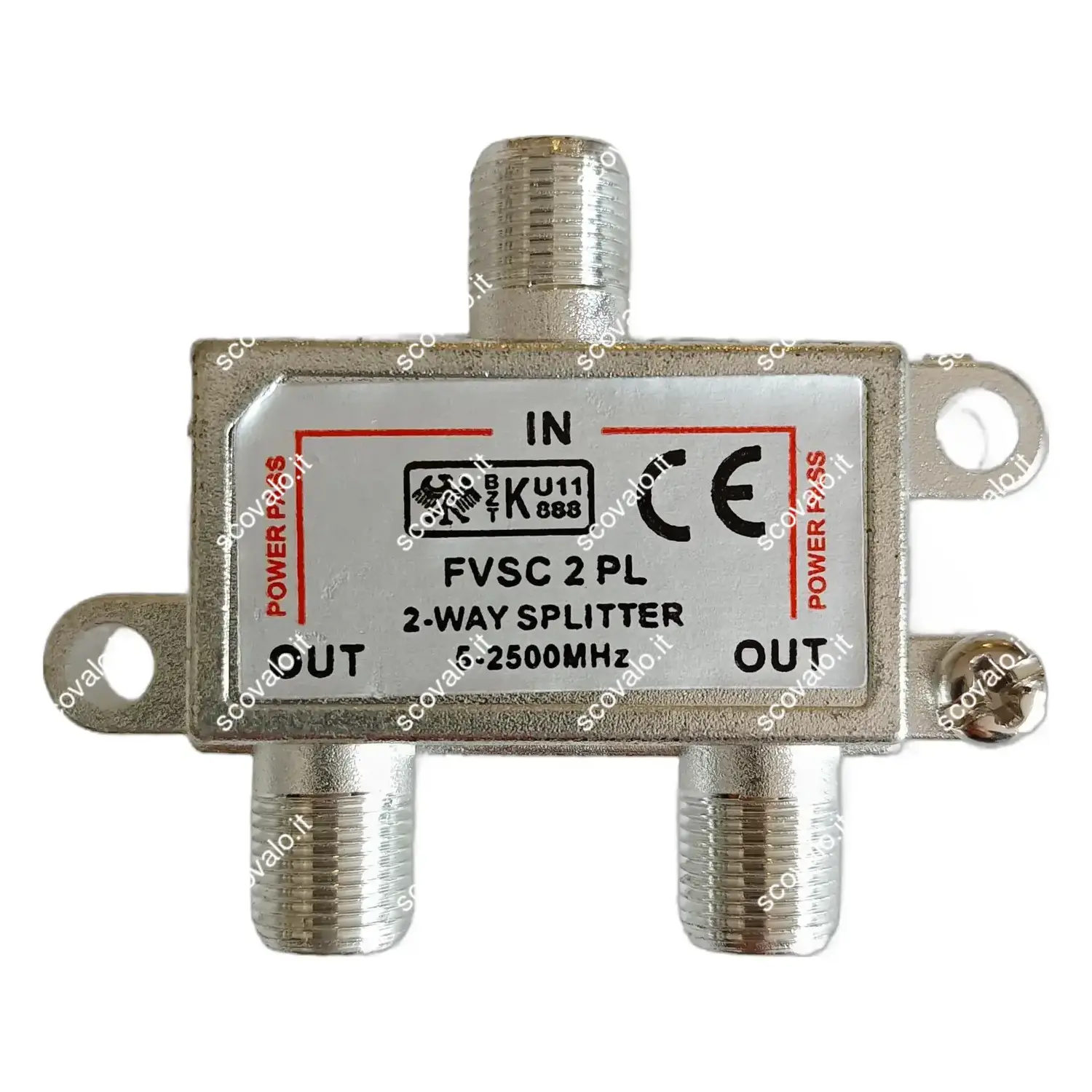 immagine splitter derivatore sat tv 5-2400 mhz digitale terrestre 1 ingresso 2 uscite