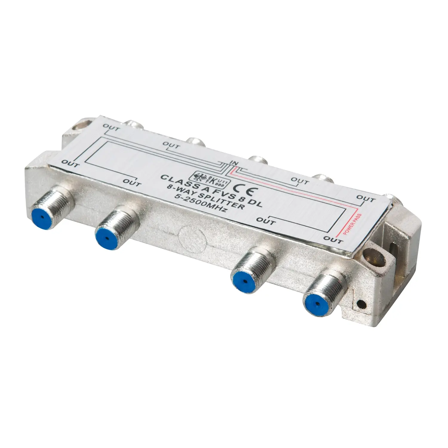 immagine splitter derivatore sat tv 5-2400 mhz digitale terrestre 1 ingresso 8 uscite