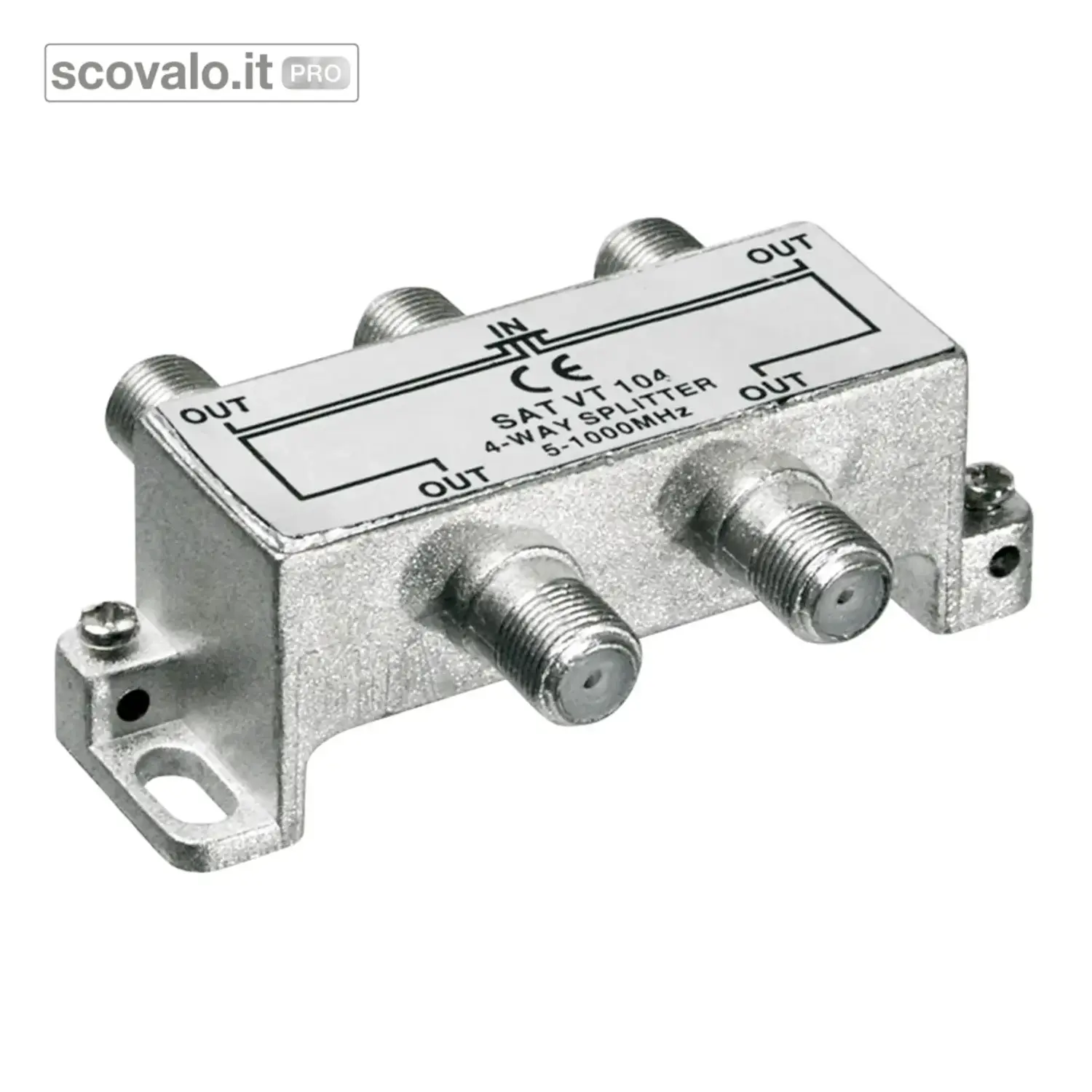 immagine del prodotto Splitter Antenna TV 1 Ingresso 4 Uscite 5-1000 MHz Connettore F Argento