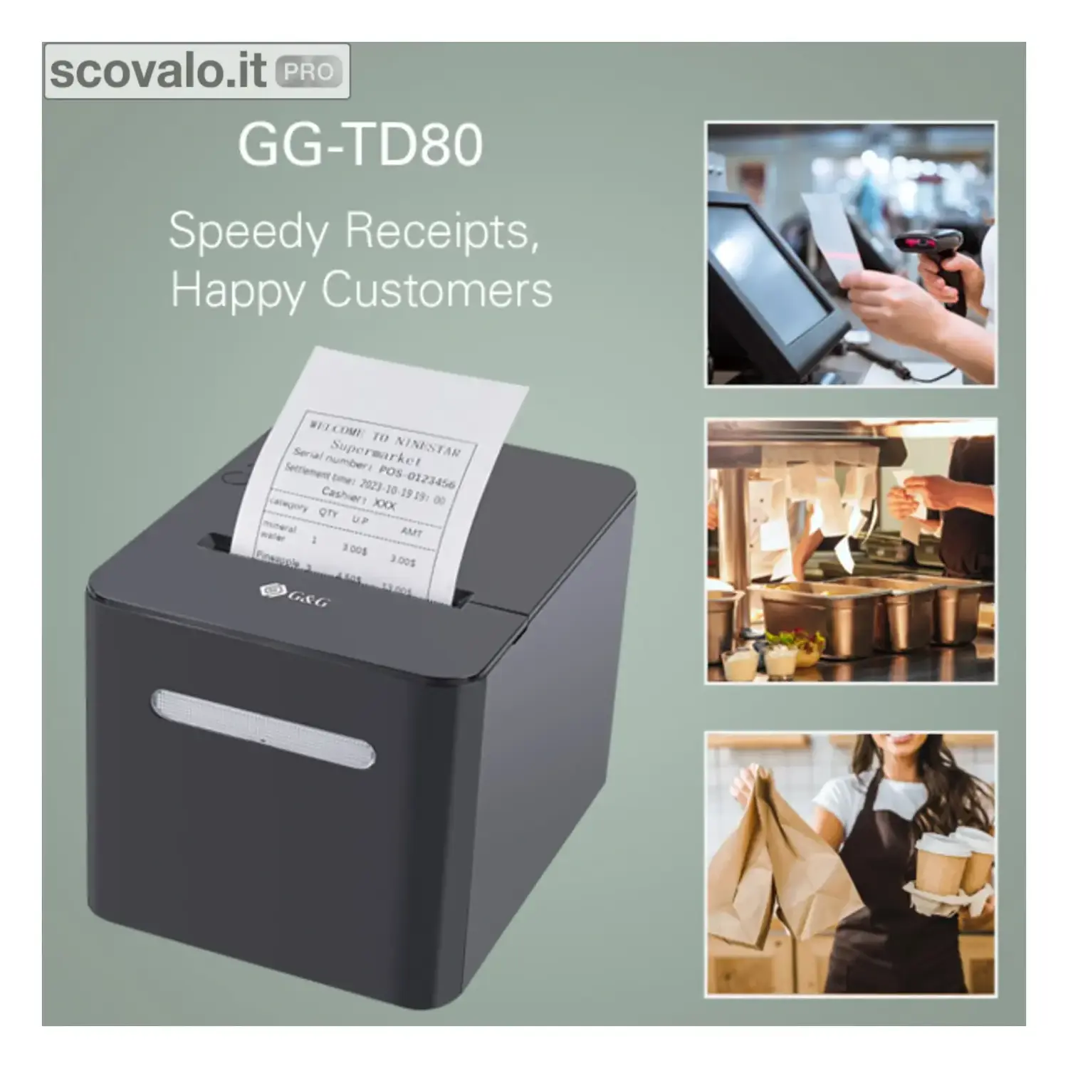 immagine del prodotto Stampante Termica Scontrini 80mm Taglio Automatico USB LAN 250mm/s