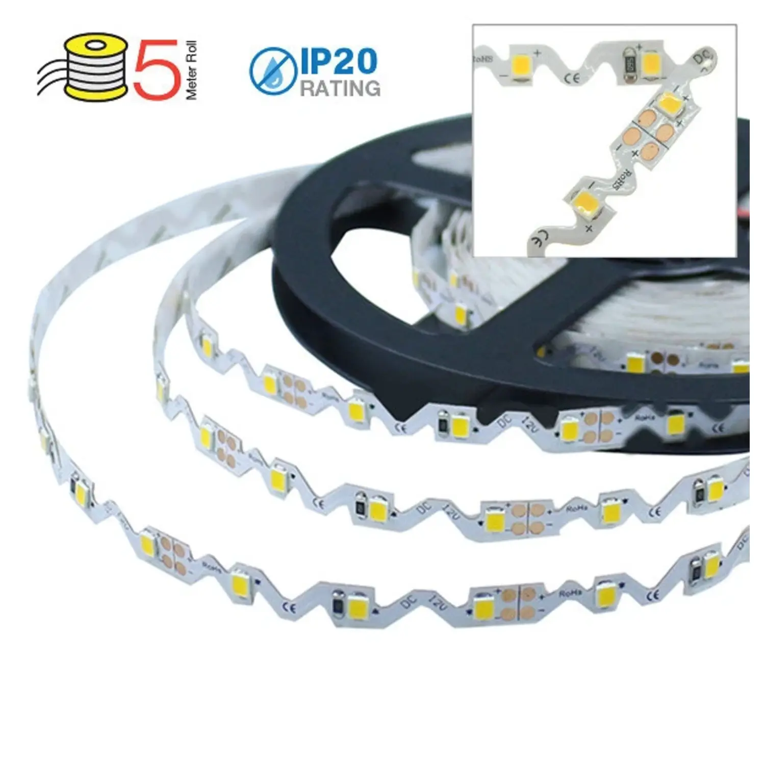 immagine del prodotto striscia a led s-shape curvabile 3.6watt a metro bianco freddo