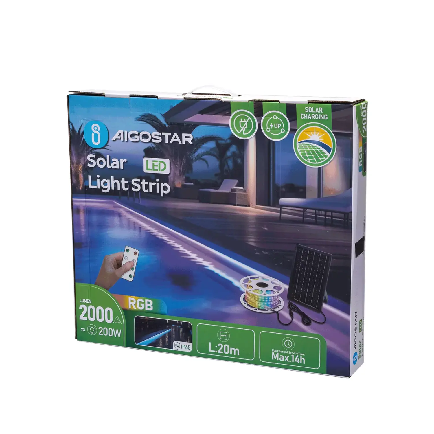 immagine Striscia LED solare 20m RGB 200W