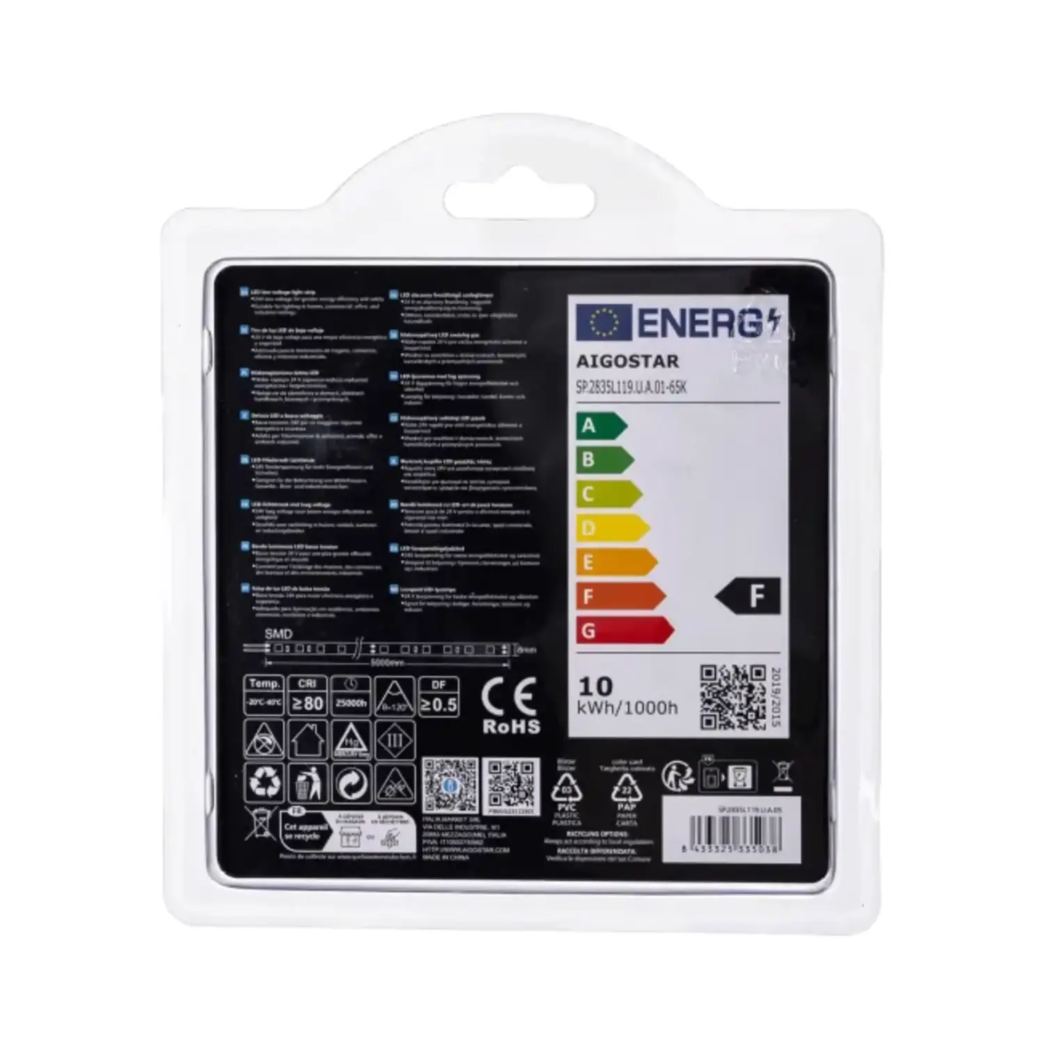 immagine striscia luminosa led a bassa tensione SMD 5m 6500K 24volt 8mm ultraluminosa bianco freddo