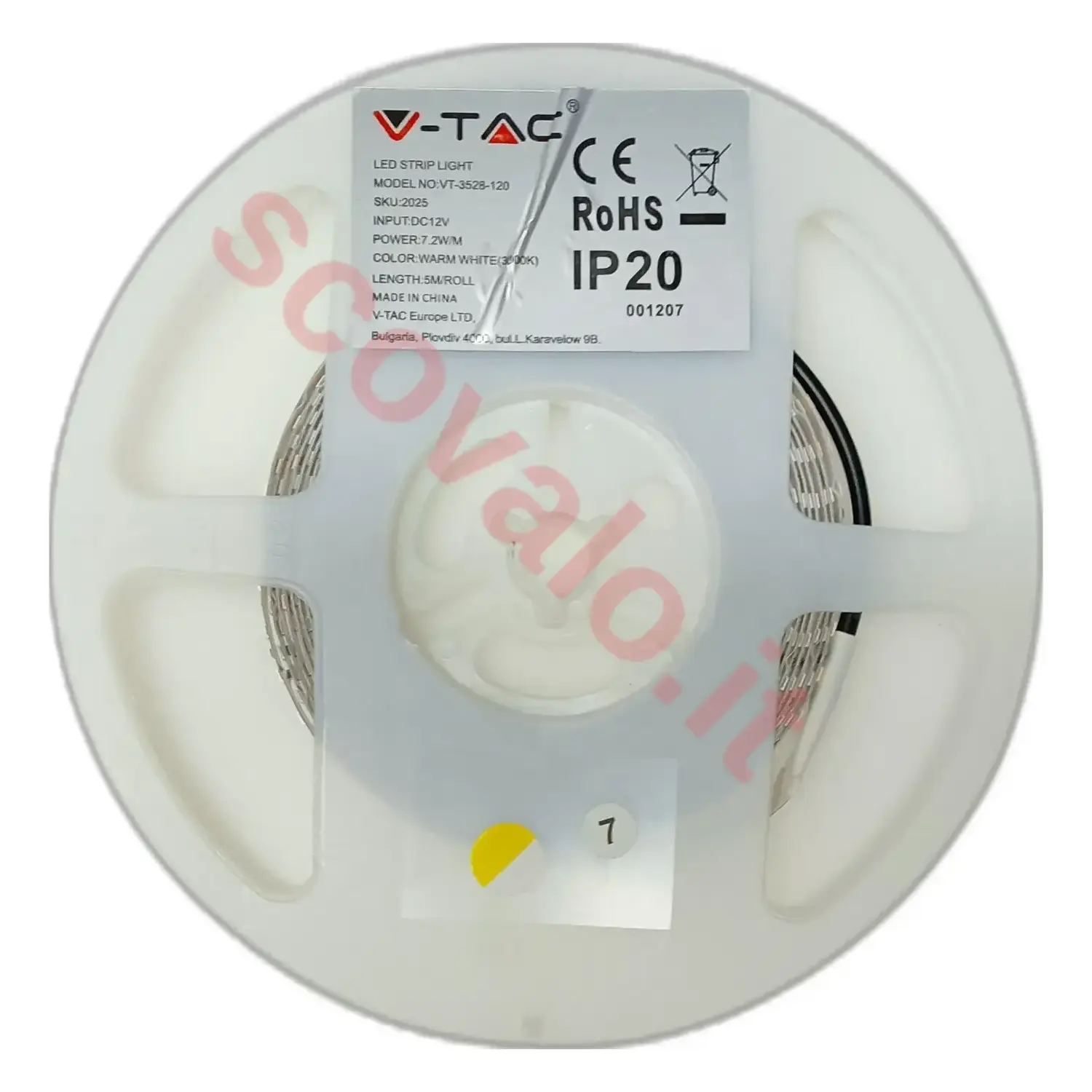 immagine striscia strip led ip20 7.2watt led smd 3528 bianco caldo 5 mt