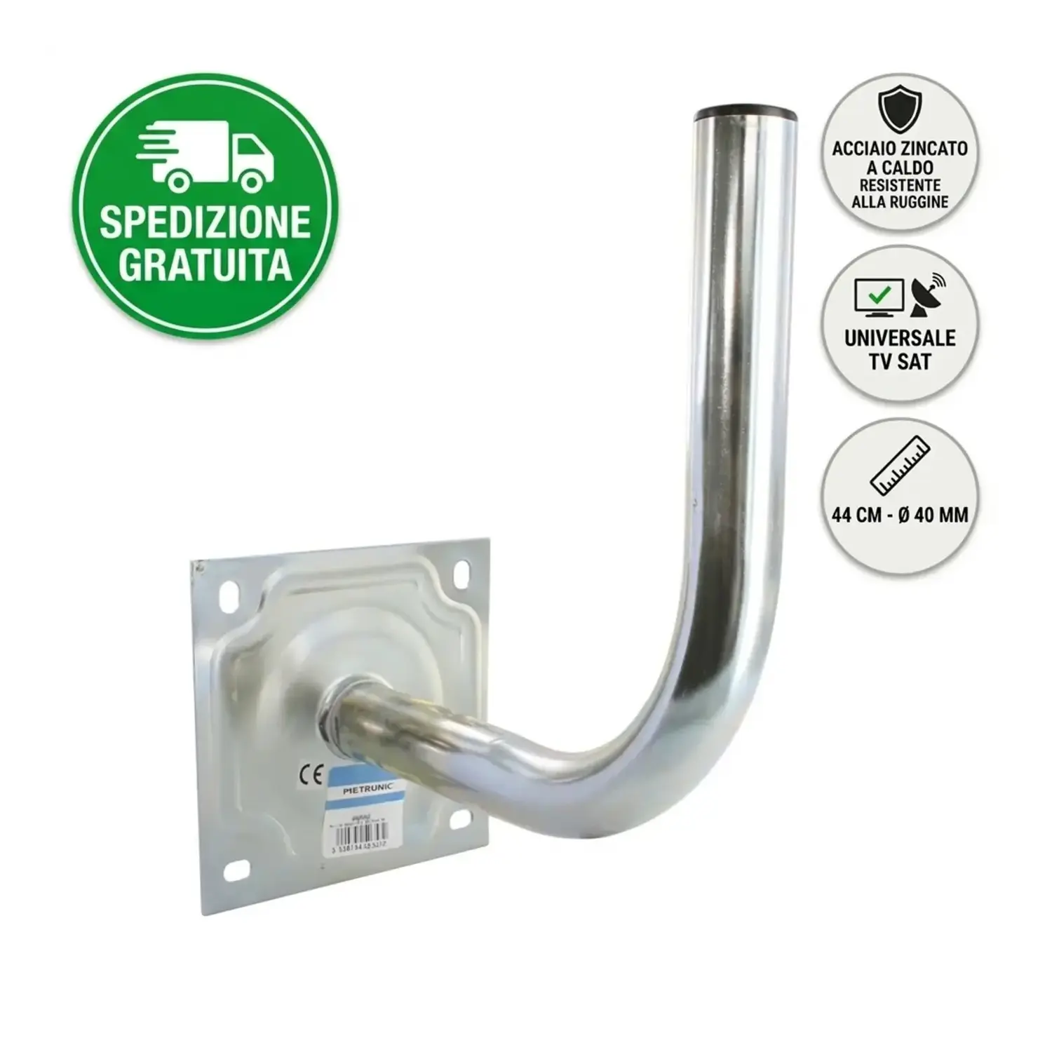 immagine del prodotto supporto a muro per parabola zincato 44 cm