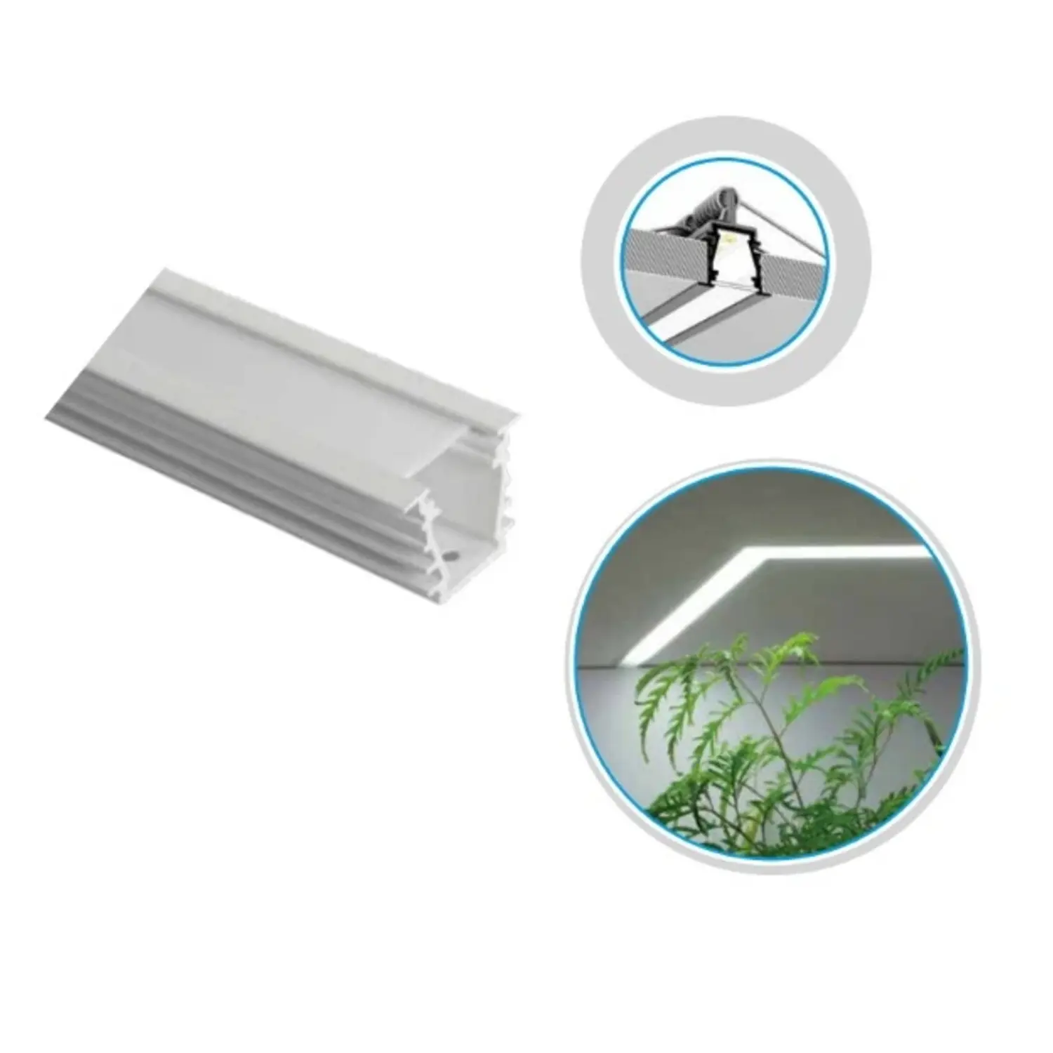 immagine del prodotto supporto base profilo alluminio striscia led da incasso bianco 1 mt