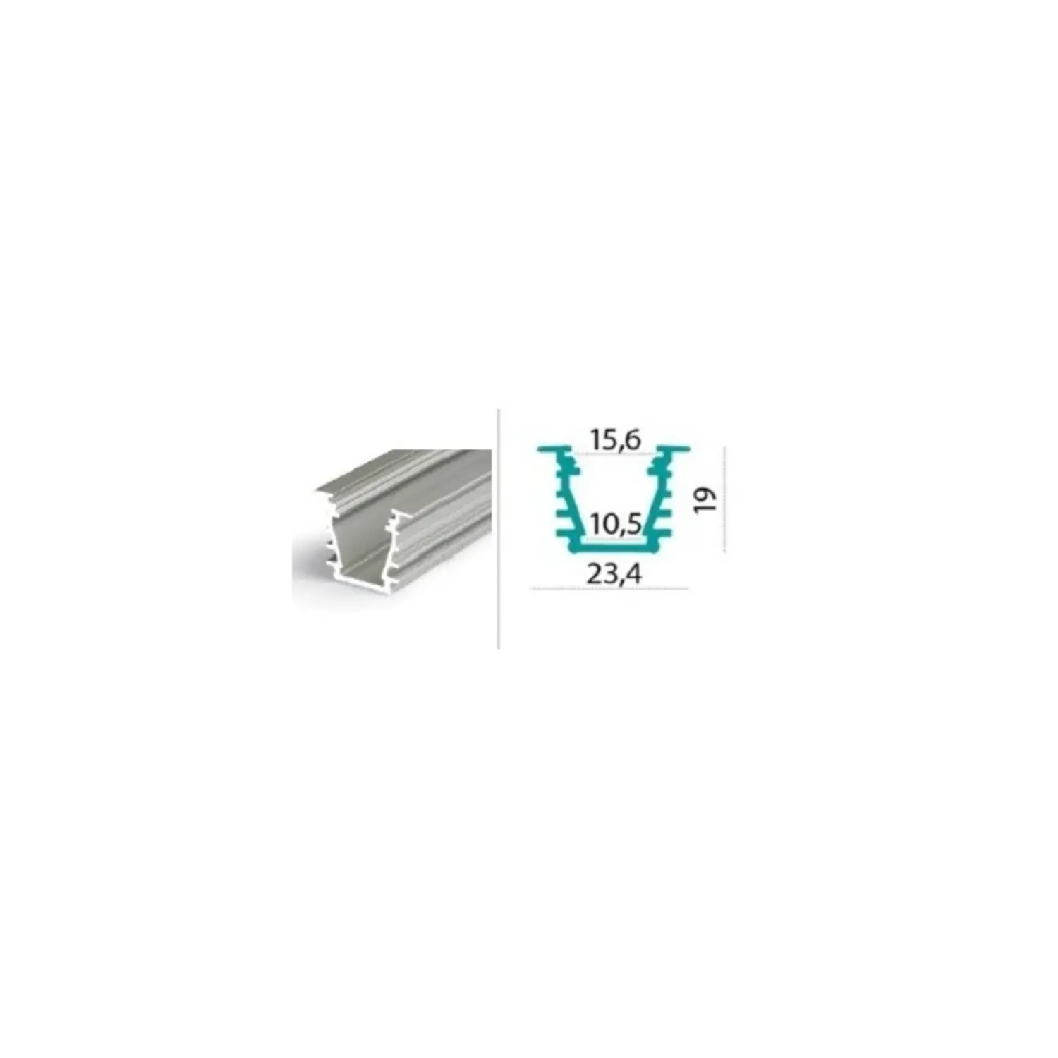 immagine supporto base profilo alluminio striscia led da incasso bianco 1 mt