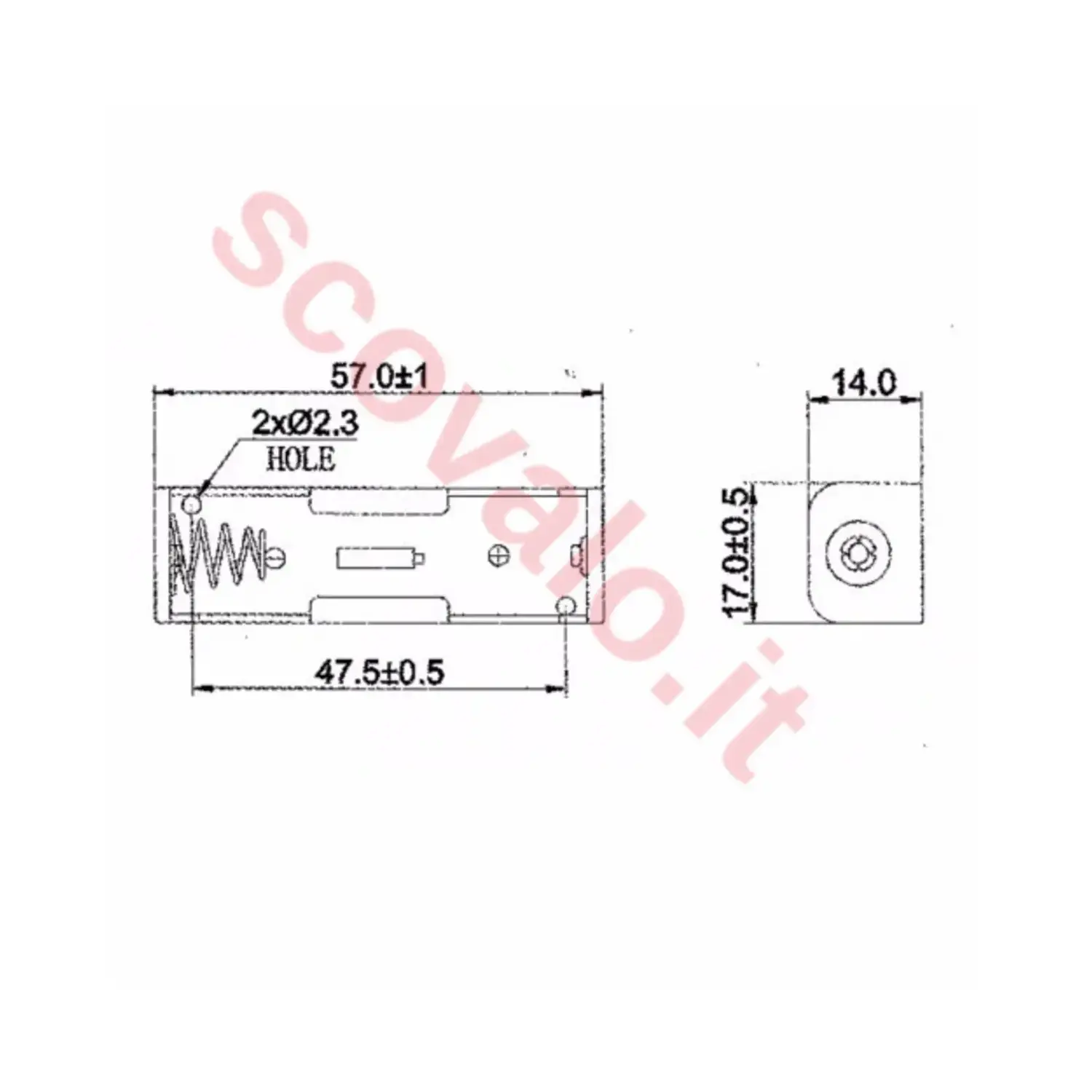 immagine portabatteria per 1 batteria stilo aa collegamento a pressione contenitore box