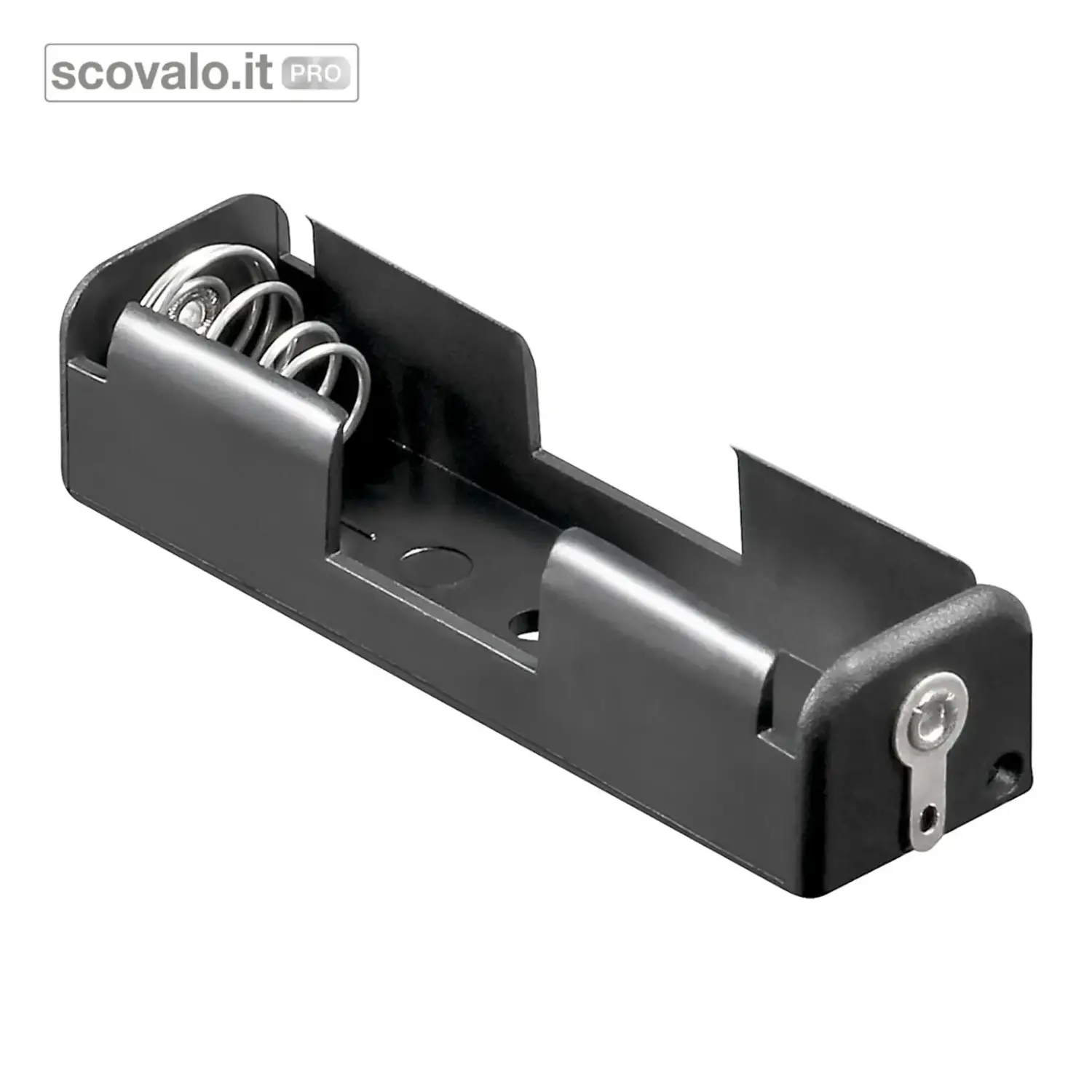 immagine del prodotto Portabatteria 1x AA Mignon con Coda a Saldare U - Supporto Nero 57mm