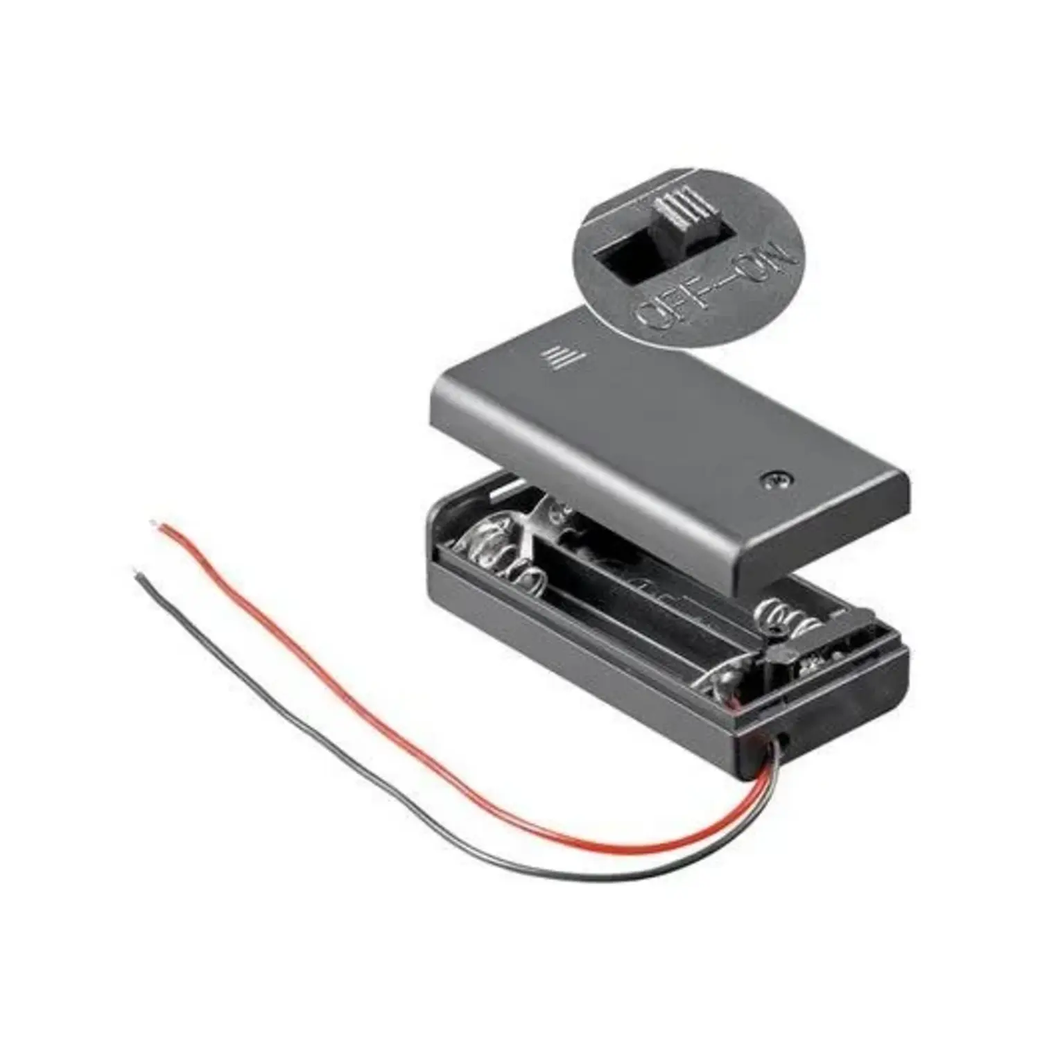 immagine del prodotto supporto per 2 batterie stilo (aa) con interruttore custodia