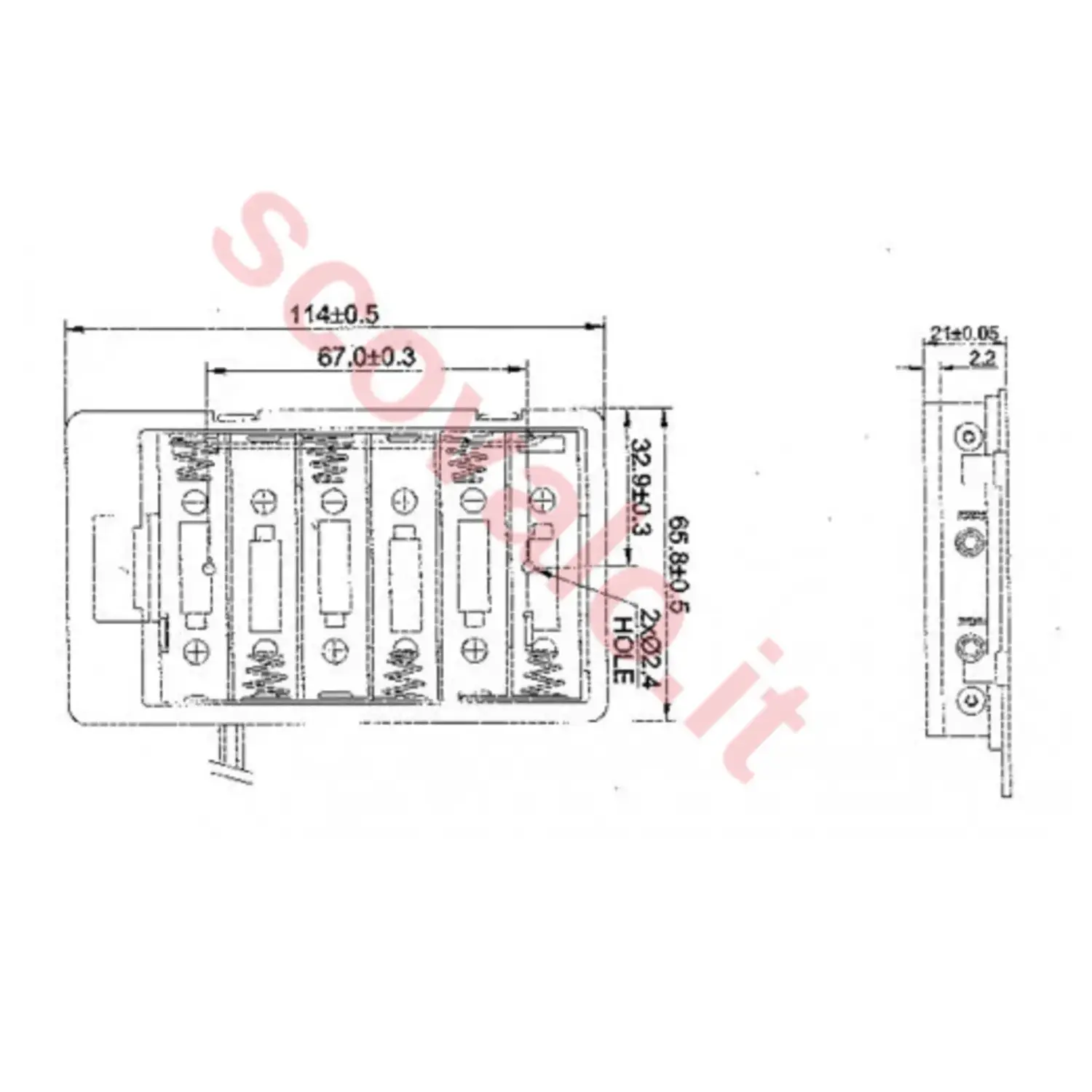 immagine portabatterie 6 batterie stilo aa custodia chiusa box contenitore