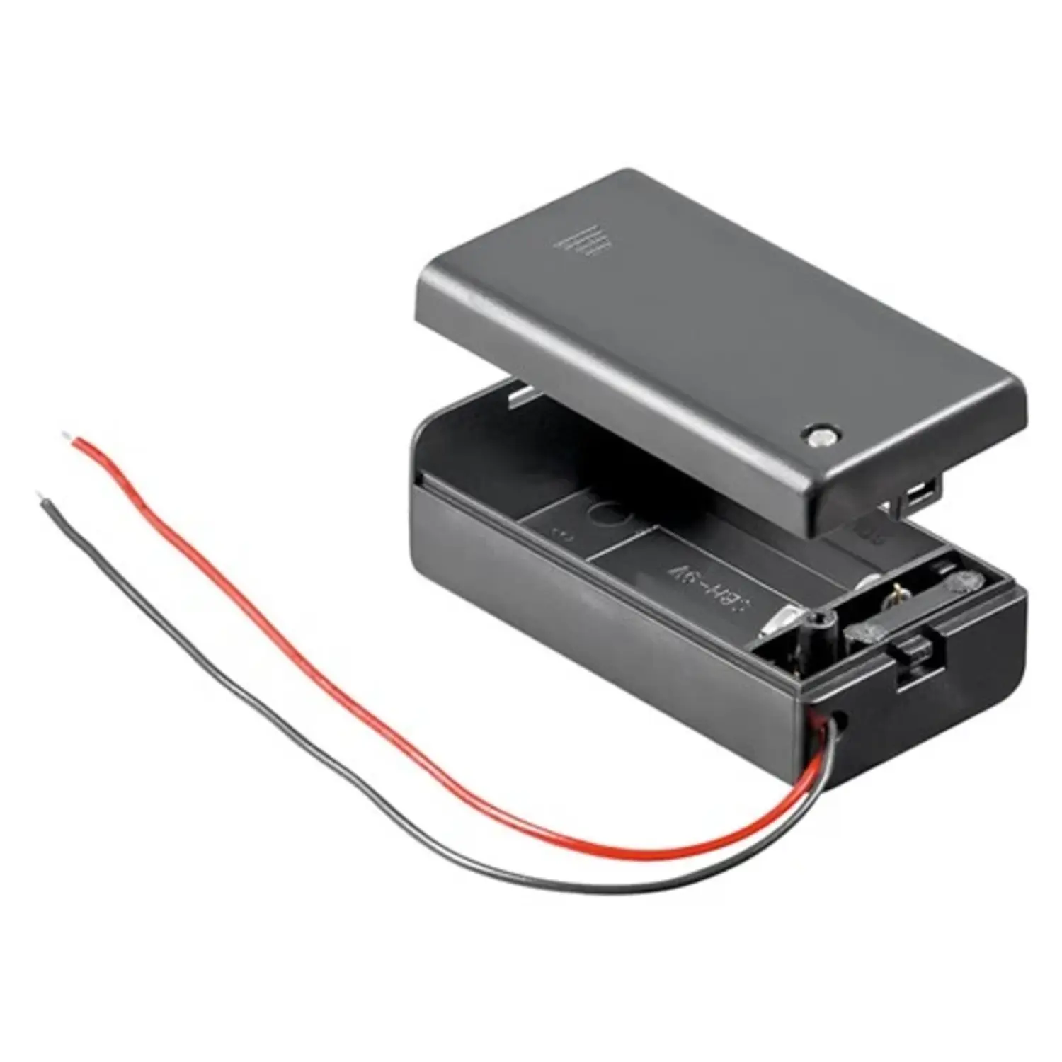 immagine del prodotto contenitore portabatteria per batteria 9 volt con cavo di connessione e custodia chiusa nero wnt 48171