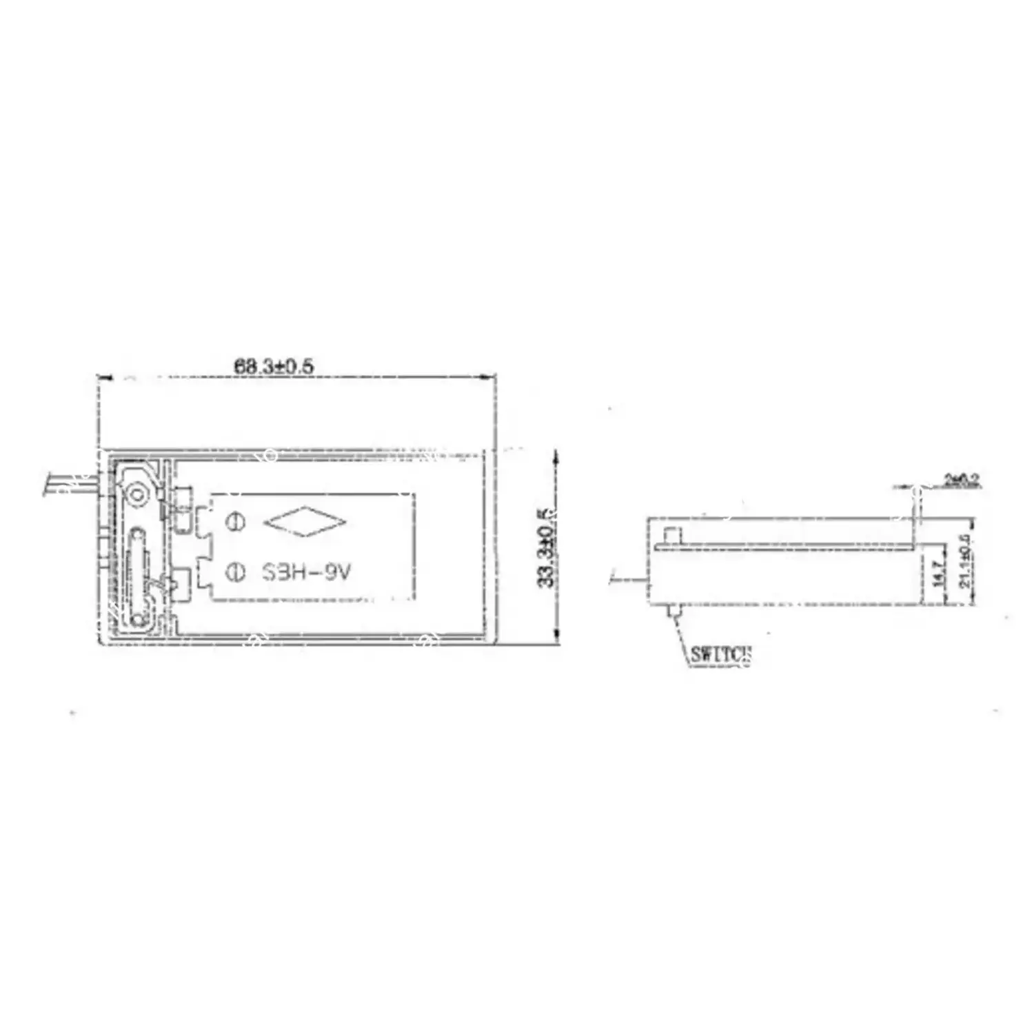 immagine portabatteria per batteria 9 volt con cavo di connessione box contenitore