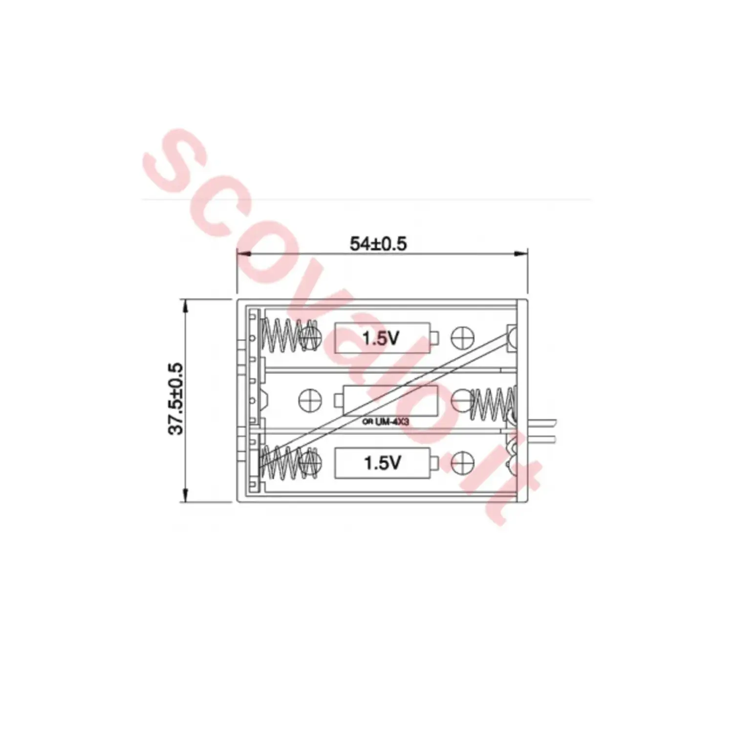 immagine portabatterie 3 x mini stilo aaa con interruttore contenitore box batteria