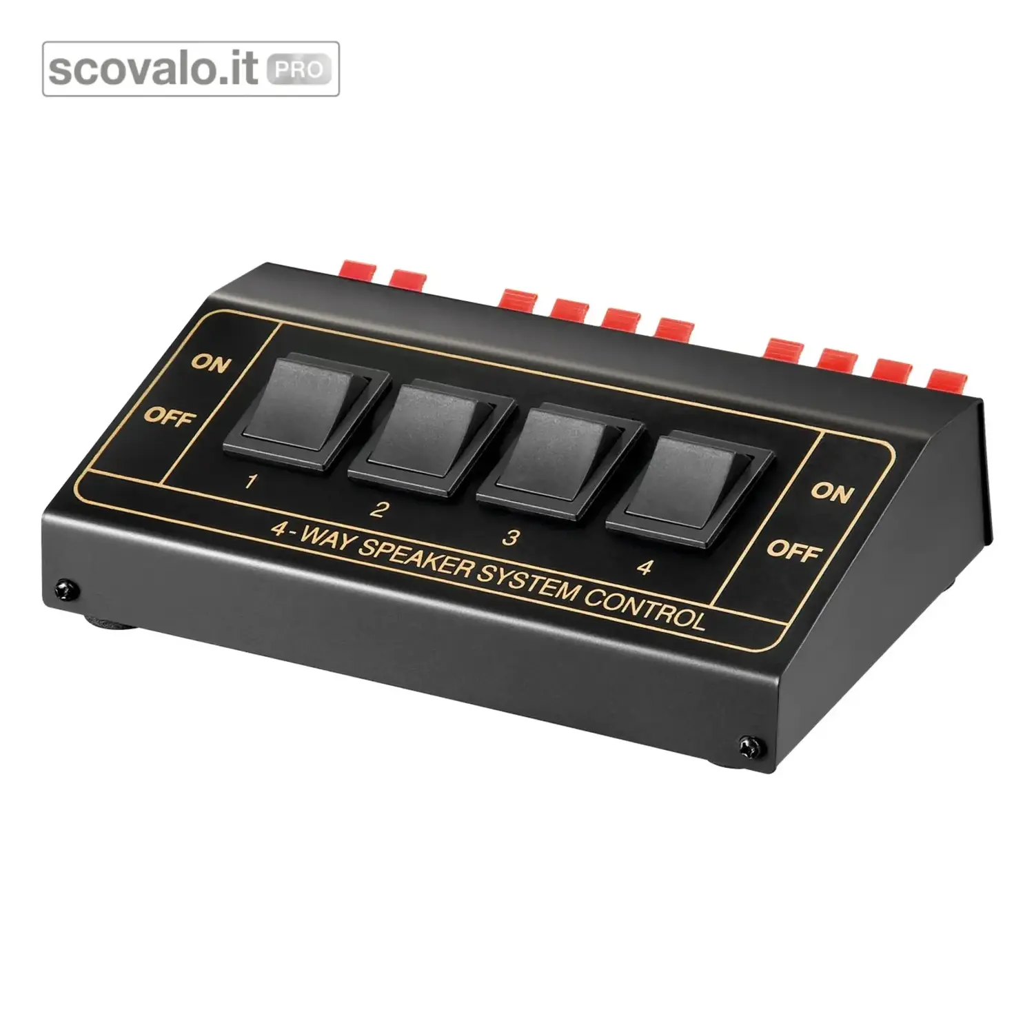 immagine del prodotto Switch Box Altoparlanti 1 Ingresso 4 Uscite Nero - Max 200W, 4-8 Ohm