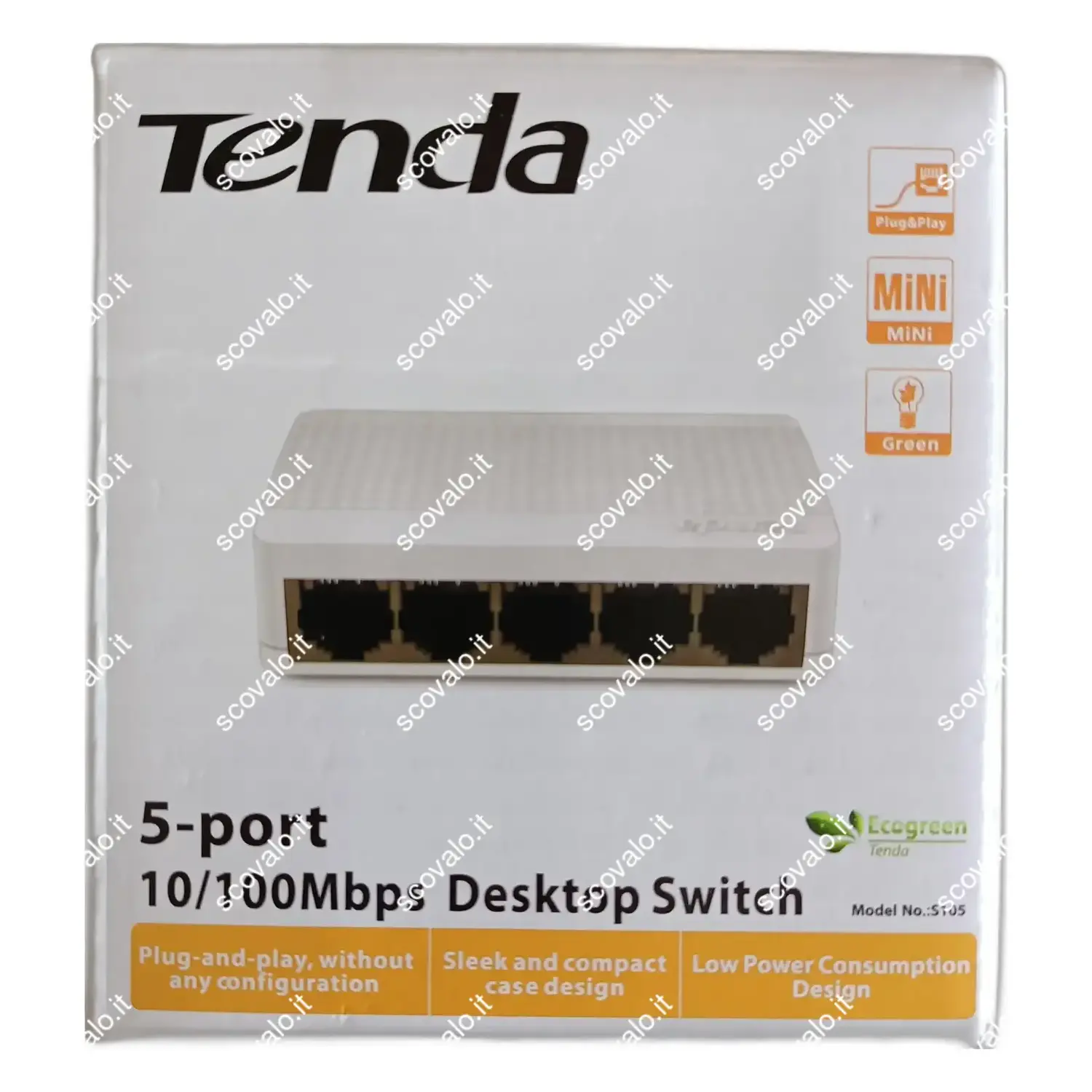 immagine switch di rete rj45 lan ethernet 10-100mbps versione mini eco 4 porte