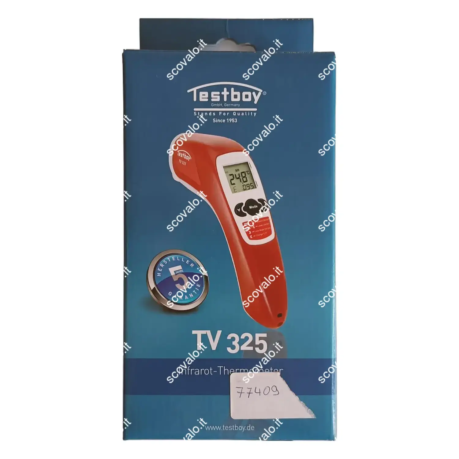 immagine termometro infrarossi pistola frontale testboy tv 325 con sondino