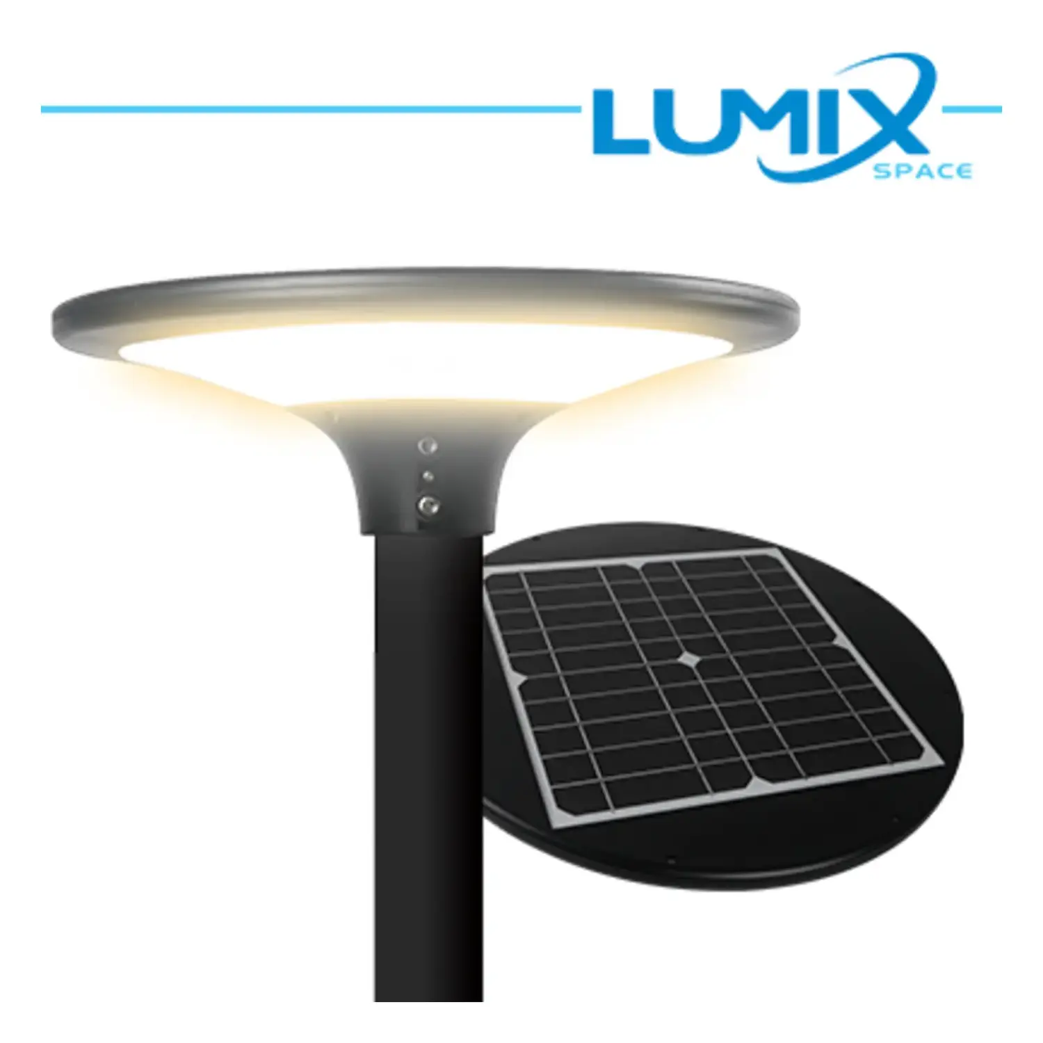 immagine del prodotto lampione testa palo solare fotovoltaico con sensore giardino viale