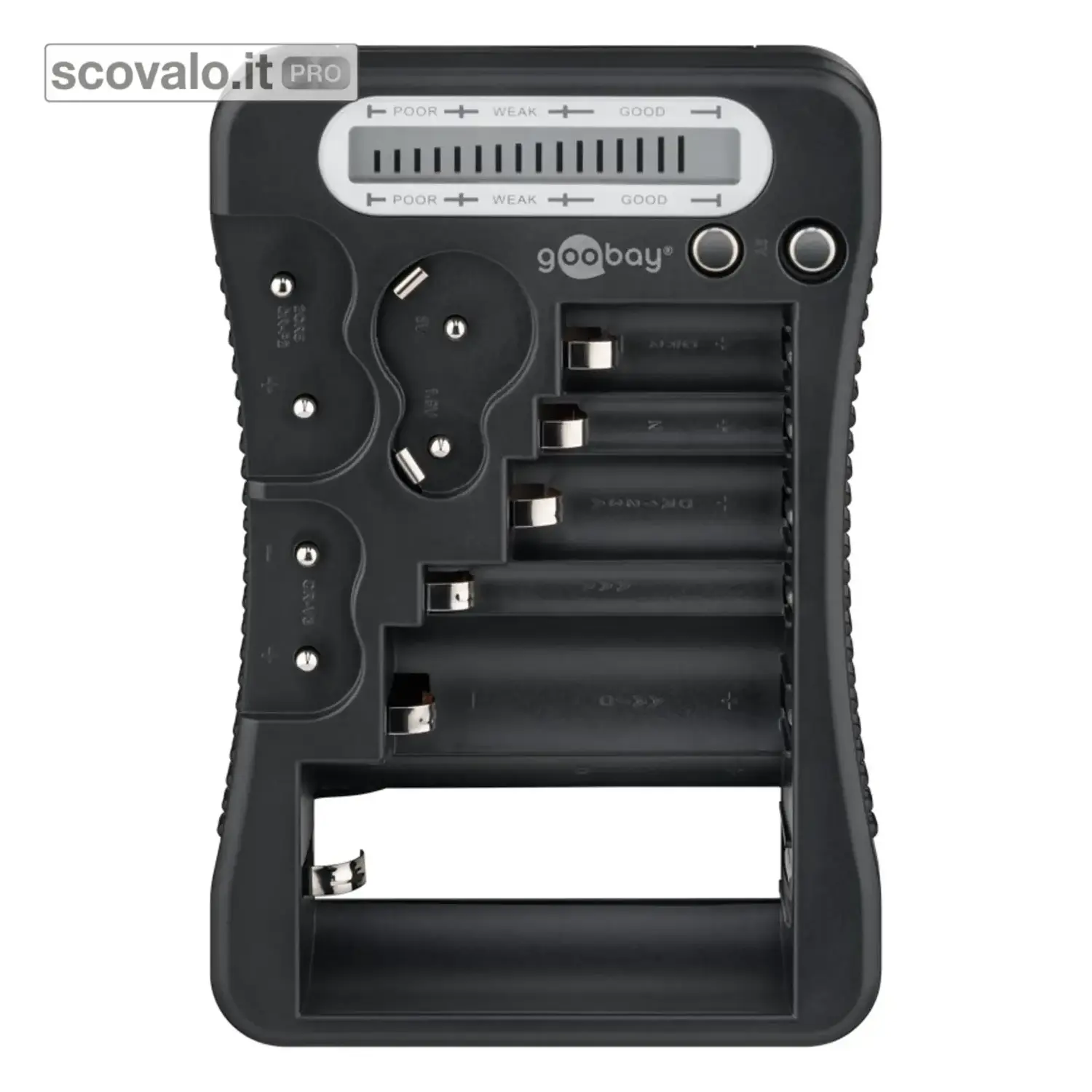 immagine del prodotto Tester Batterie LCD Goobay 9V AA AAA D N CR2032 LR44 Compatibile