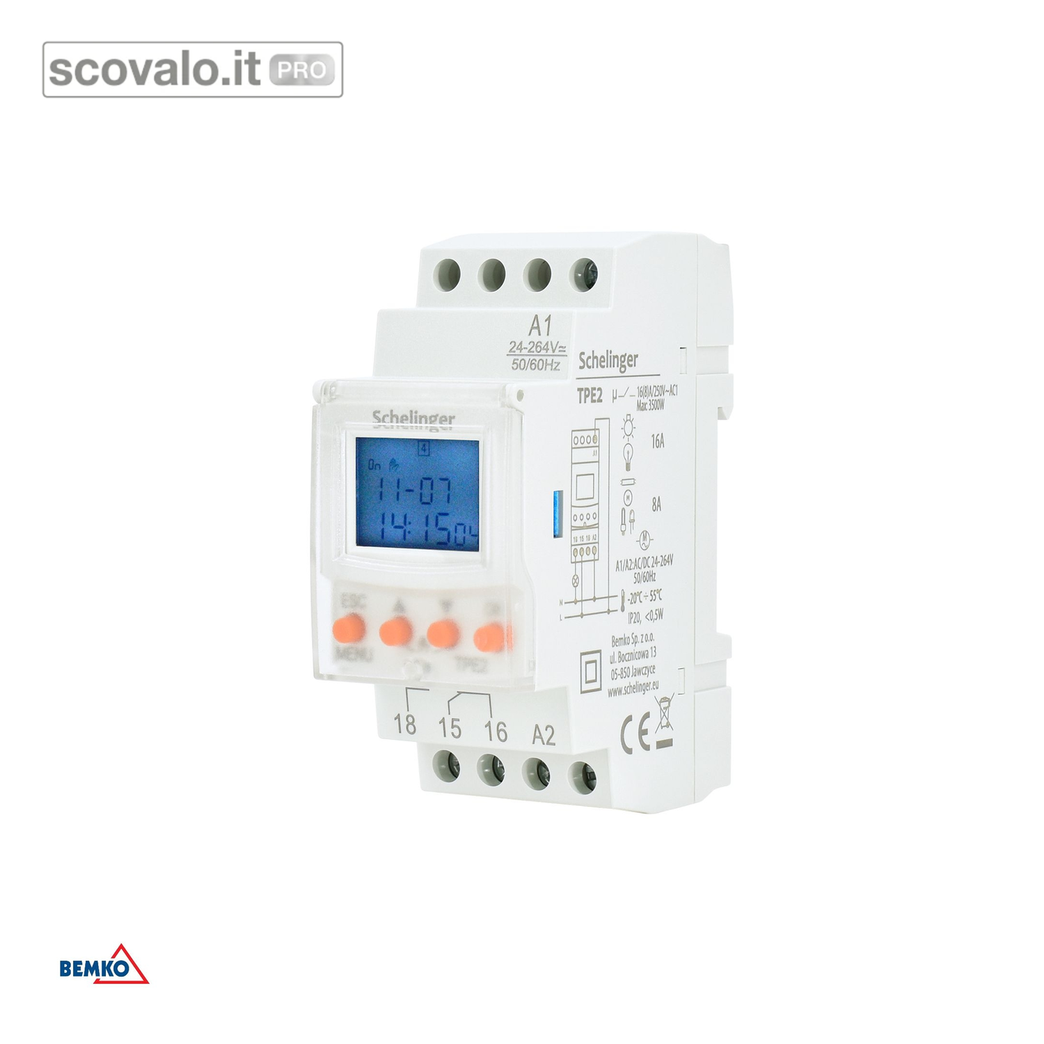 immagine del prodotto Timer Digitale Quadro DIN 24-264Volt AC/DC Programmatore 50 Programmi