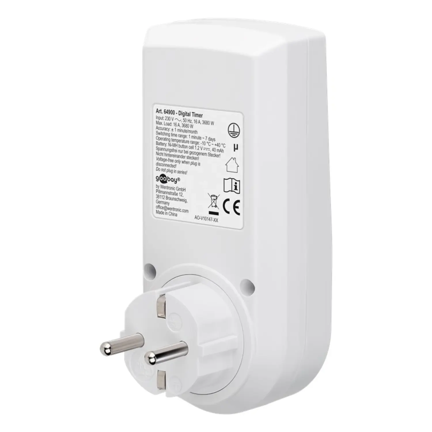 immagine timer orologio digitale schuko 16A display luci temporizzate modalità antieffrazione