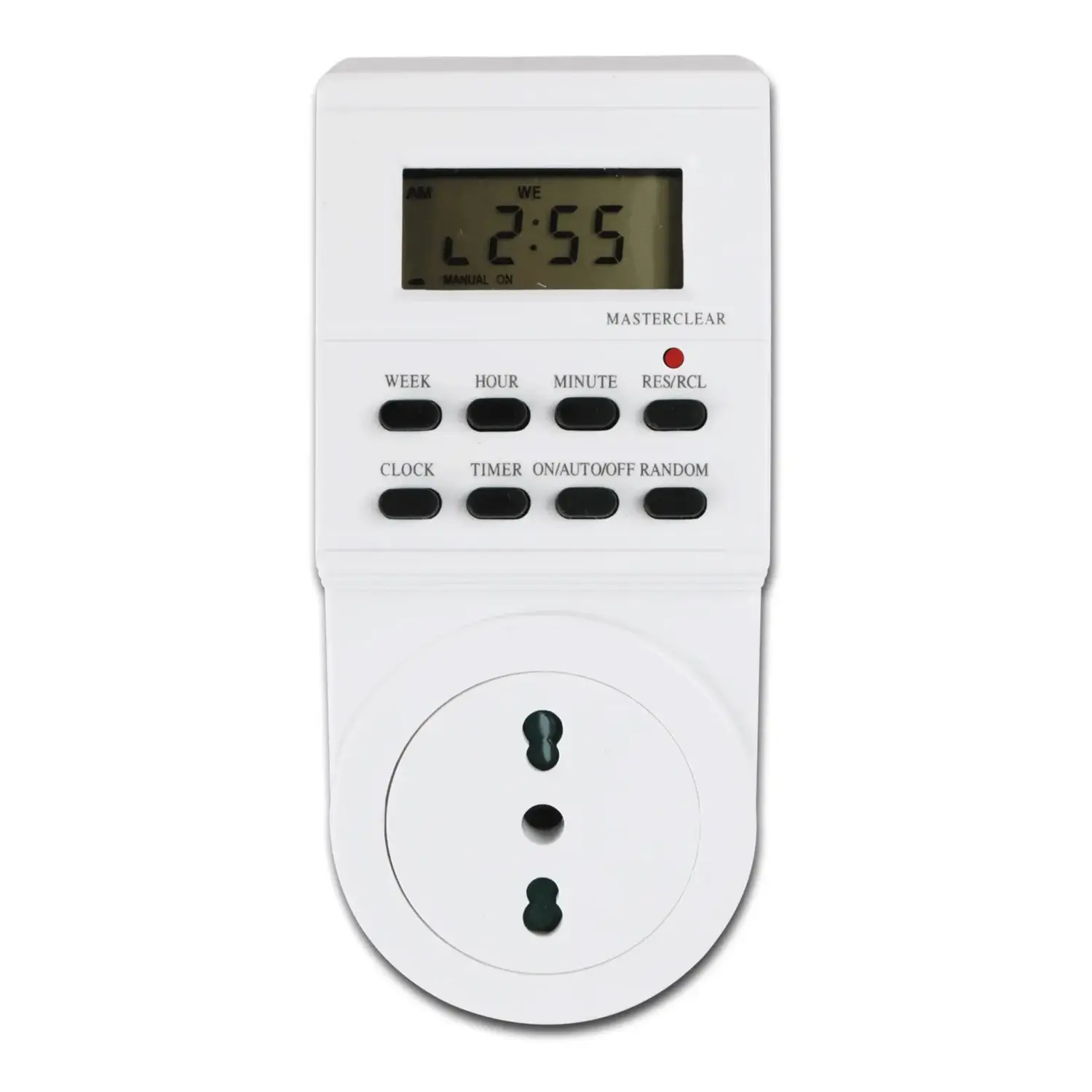 immagine del prodotto timer orologio digitale spina presa schuko 16A display luci temporizzate
