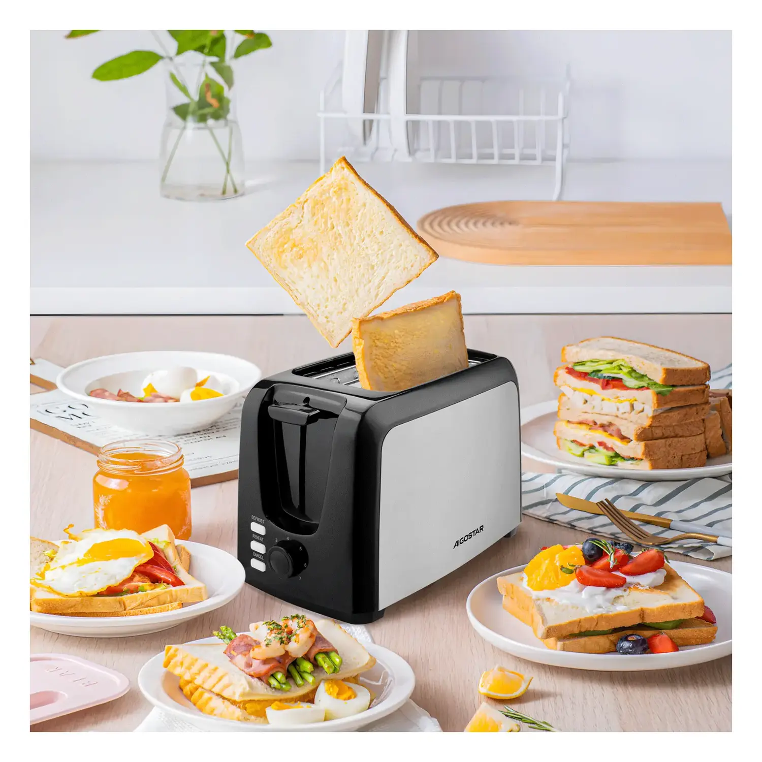 immagine Tostapane 750W 7 impostazioni di doratura raccoglibriciole rimovibile