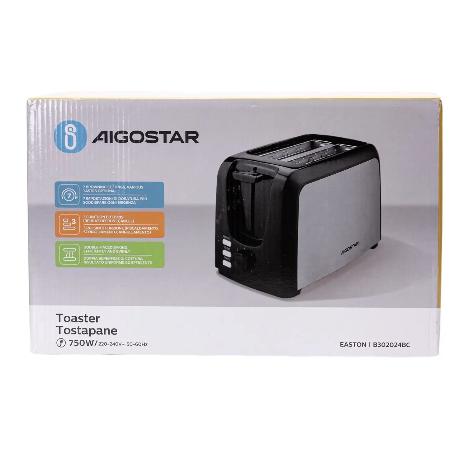 immagine Tostapane 750W 7 impostazioni di doratura raccoglibriciole rimovibile