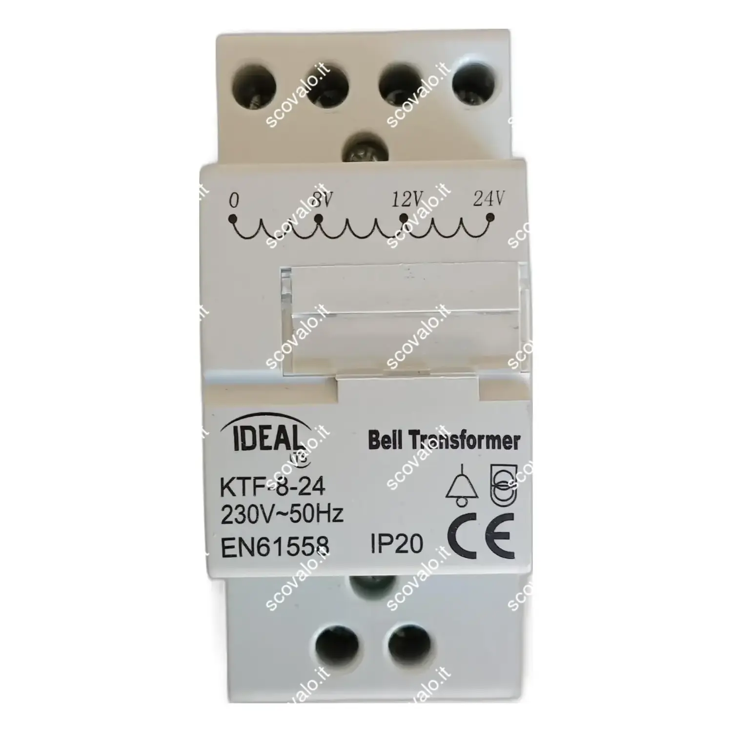 immagine trasformatore barra din monofase da 230 volt a 8-12-24 volt 8va campanello