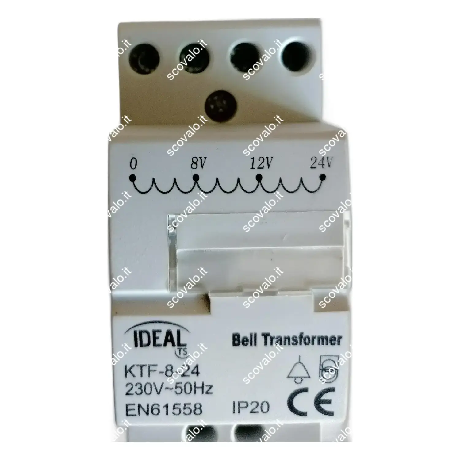 immagine trasformatore barra din monofase da 230 volt a 8-12-24 volt 8va campanello