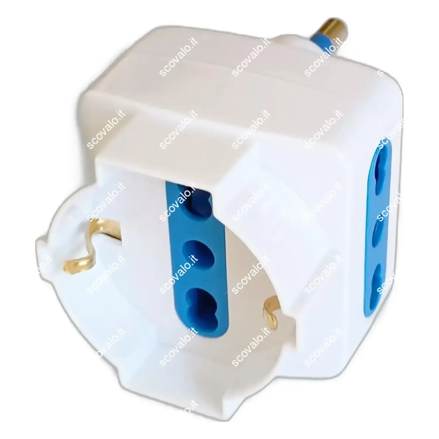 immagine tripla elettrica 2 prese bipasso e 1 schuko spina da 16A bianco