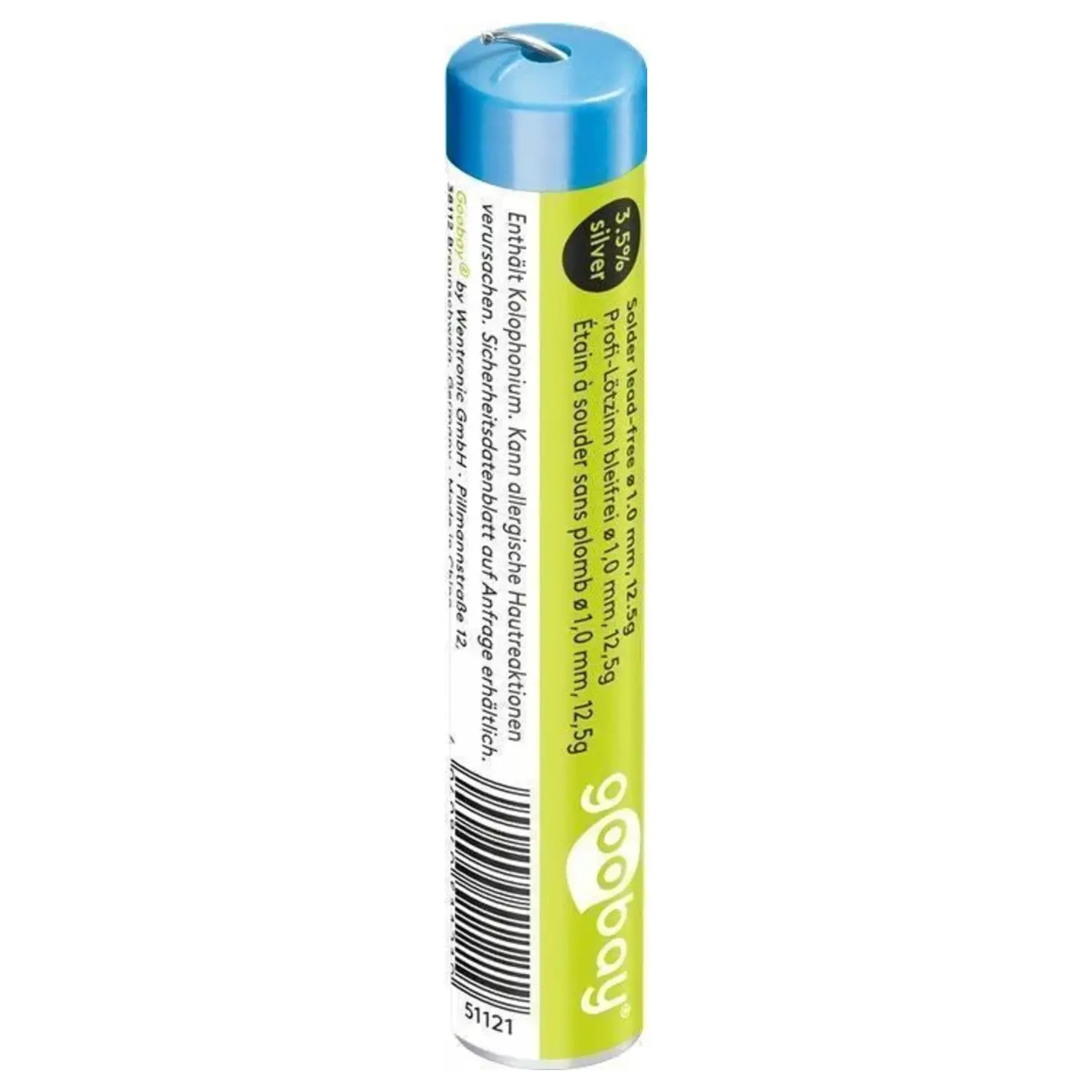 immagine tubetto rotolo di stagno per saldatura senza piombo 1 mm 12.5 gr