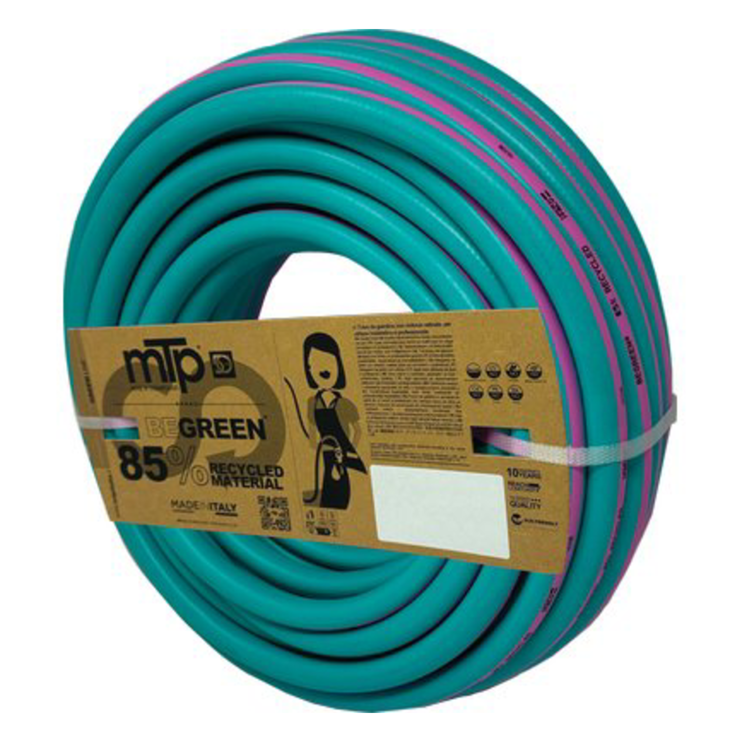 immagine tubo irrigazione giardino retinato begreen 5/8" 20mt verde eco 5 strati