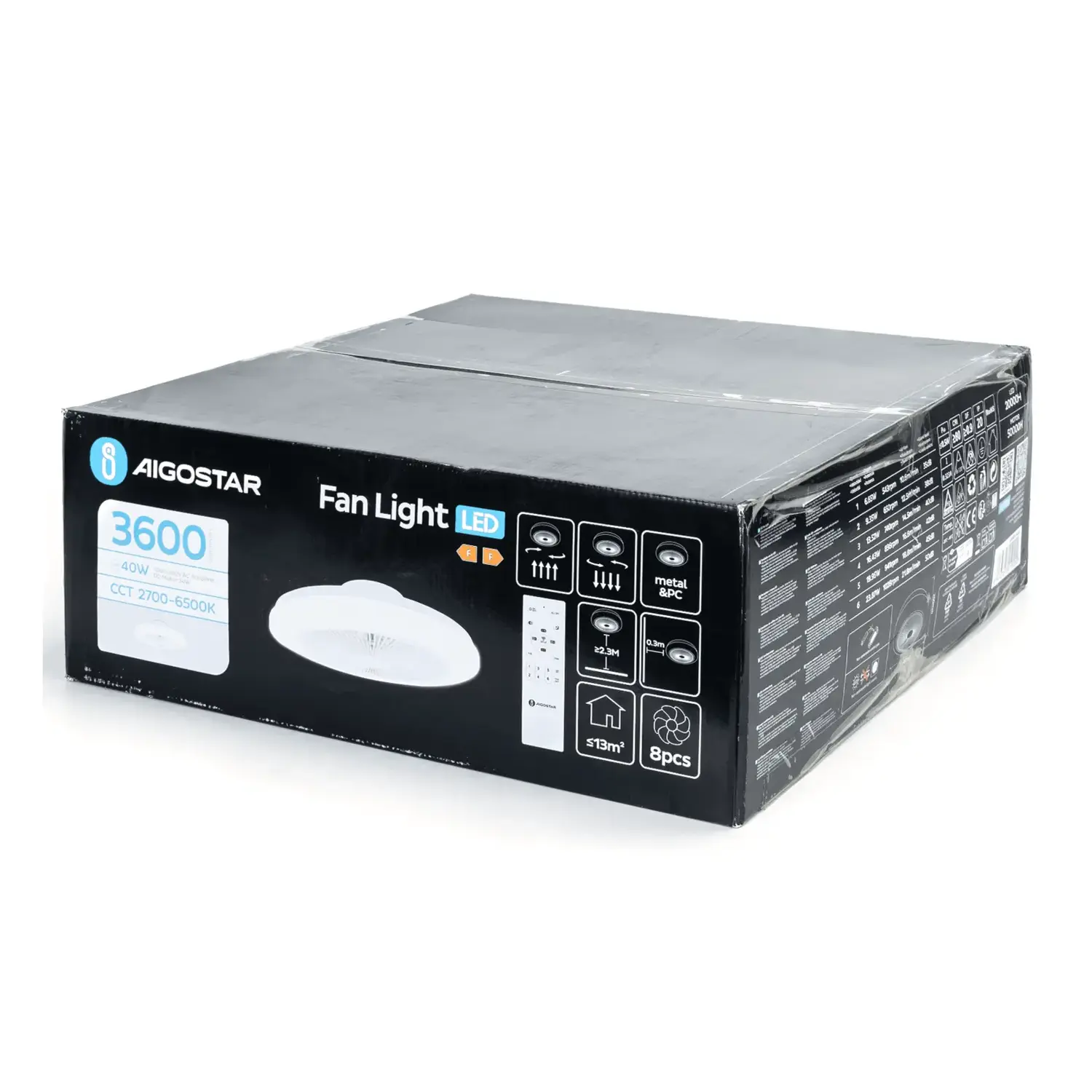 immagine Ventilatore con luce LED da 40W CCT dimmerabile con motore da 24W e 6 velocità