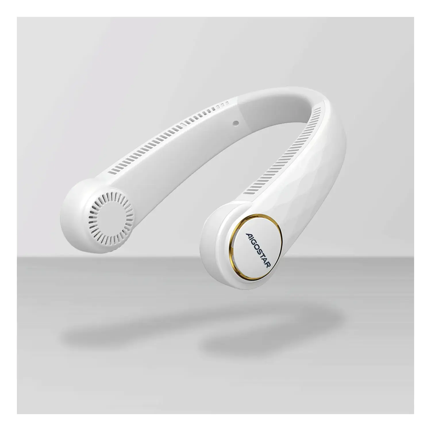 immagine Ventilatore da collo 8 pollici, a 3 velocità, 2000mAh, angolo regolabile, bianco