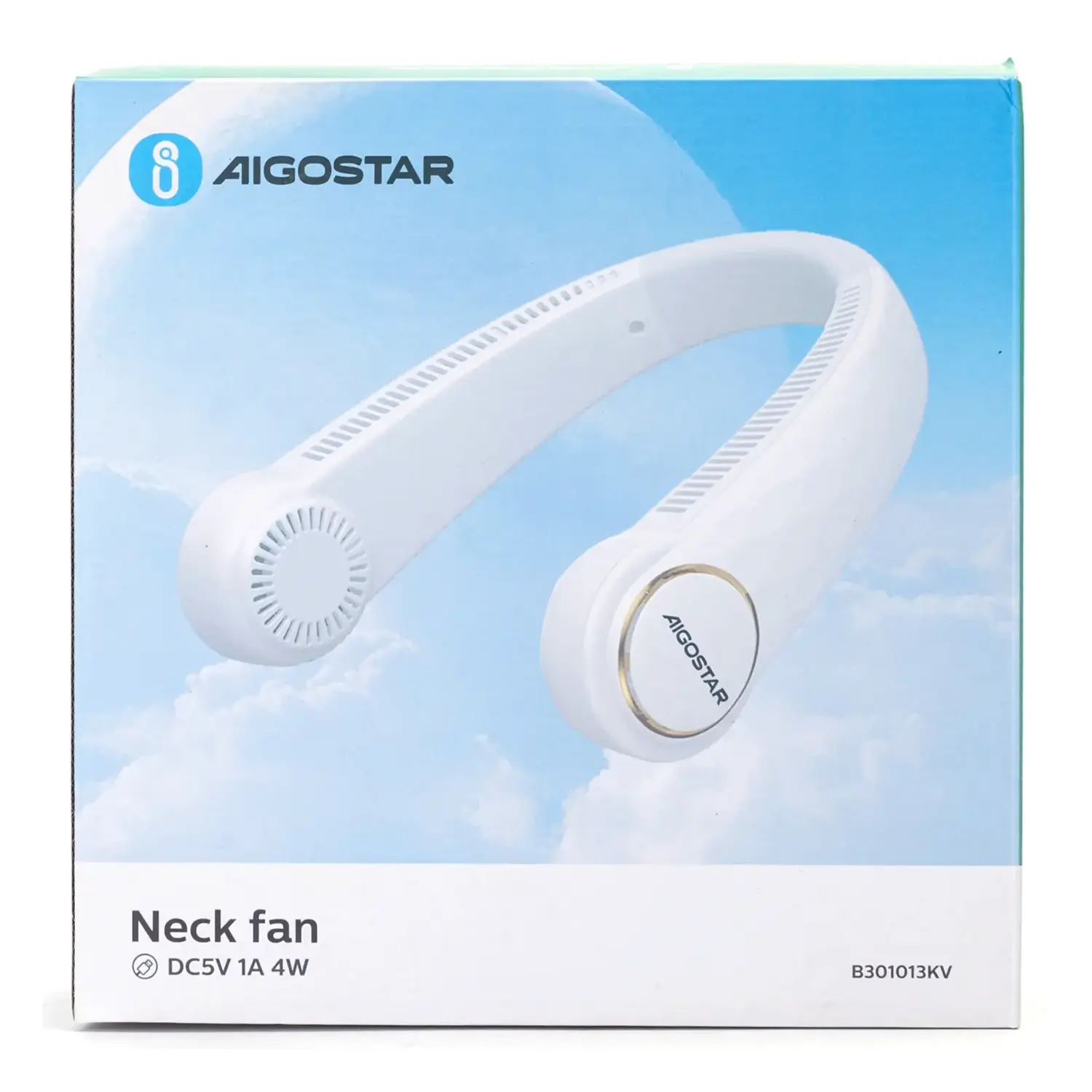 immagine Ventilatore da collo 8 pollici, a 3 velocità, 2000mAh, angolo regolabile, bianco