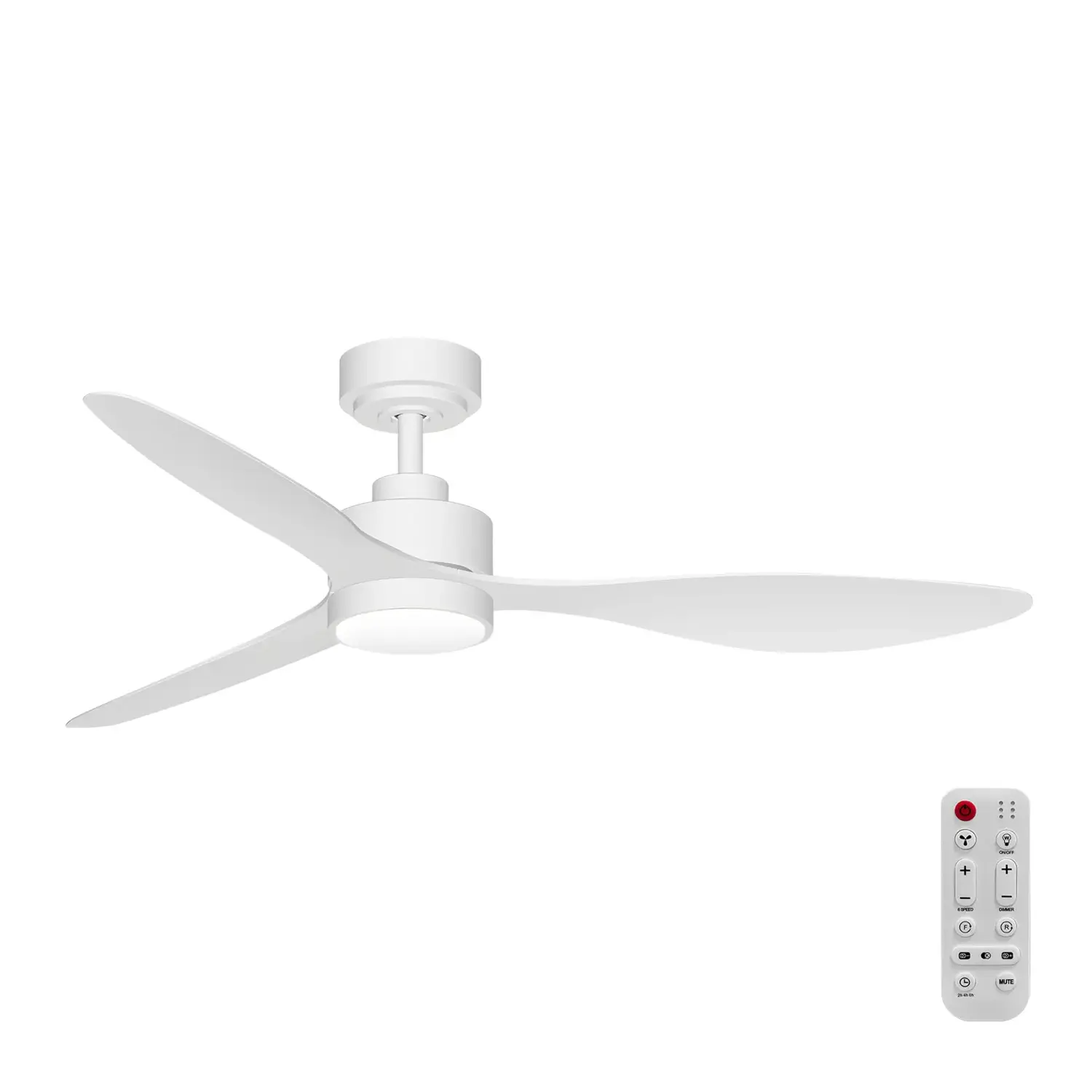 immagine del prodotto Ventilatore da soffitto con luce LED, 52 pollici, 3 pale, 6 velocità, bianco