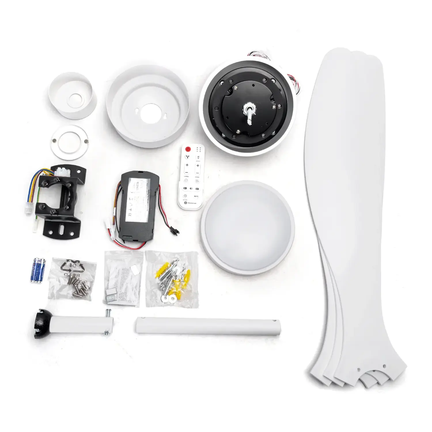 immagine Ventilatore da soffitto con luce LED, 52 pollici, 3 pale, 6 velocità, bianco