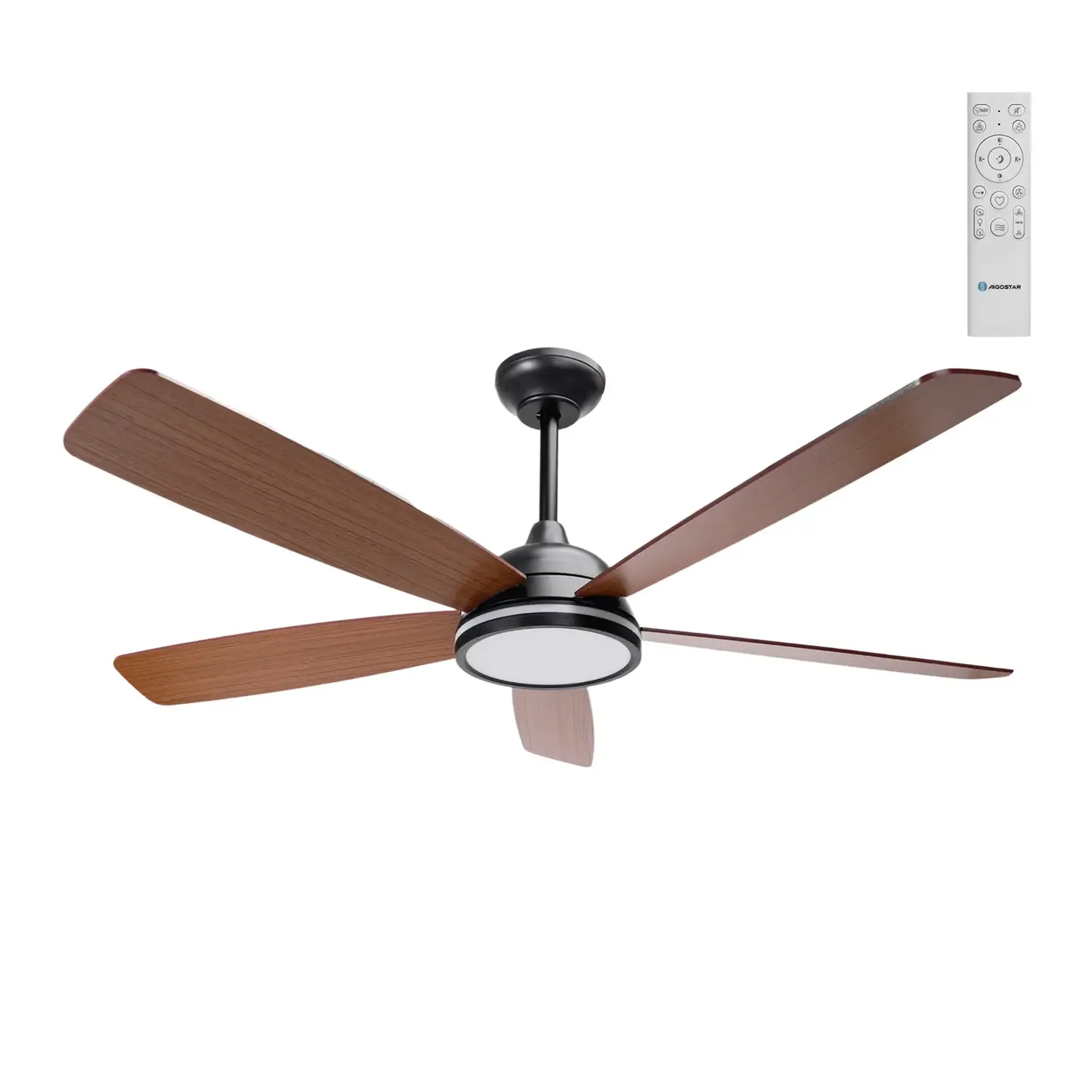 immagine del prodotto Ventilatore da soffitto con luce LED, 52 pollici, 5 pale, 6 velocità, nero